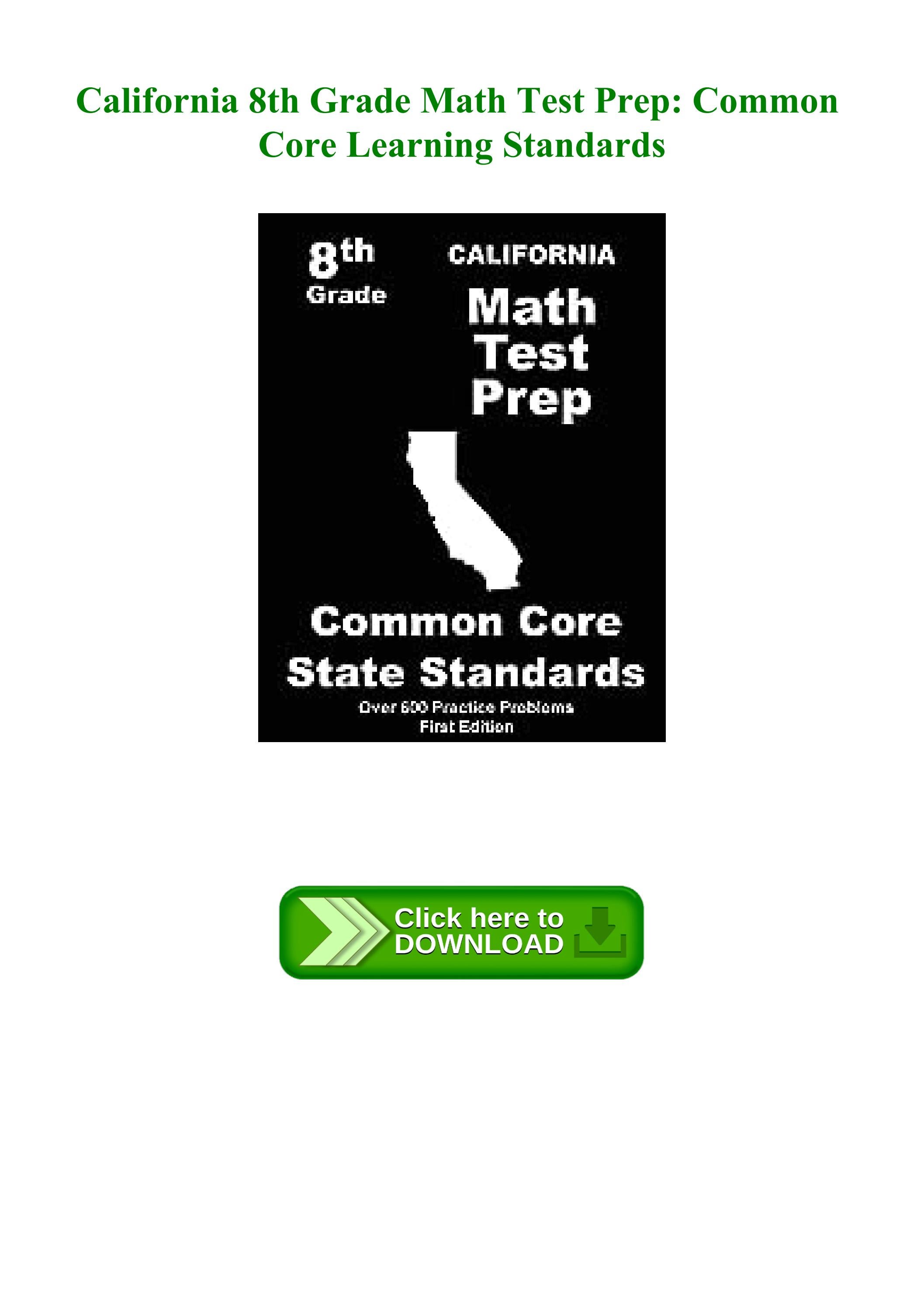 EBOOK California 8th Grade Math Test Prep Common Core Learning ebook california 8th grade math test prep common core learning