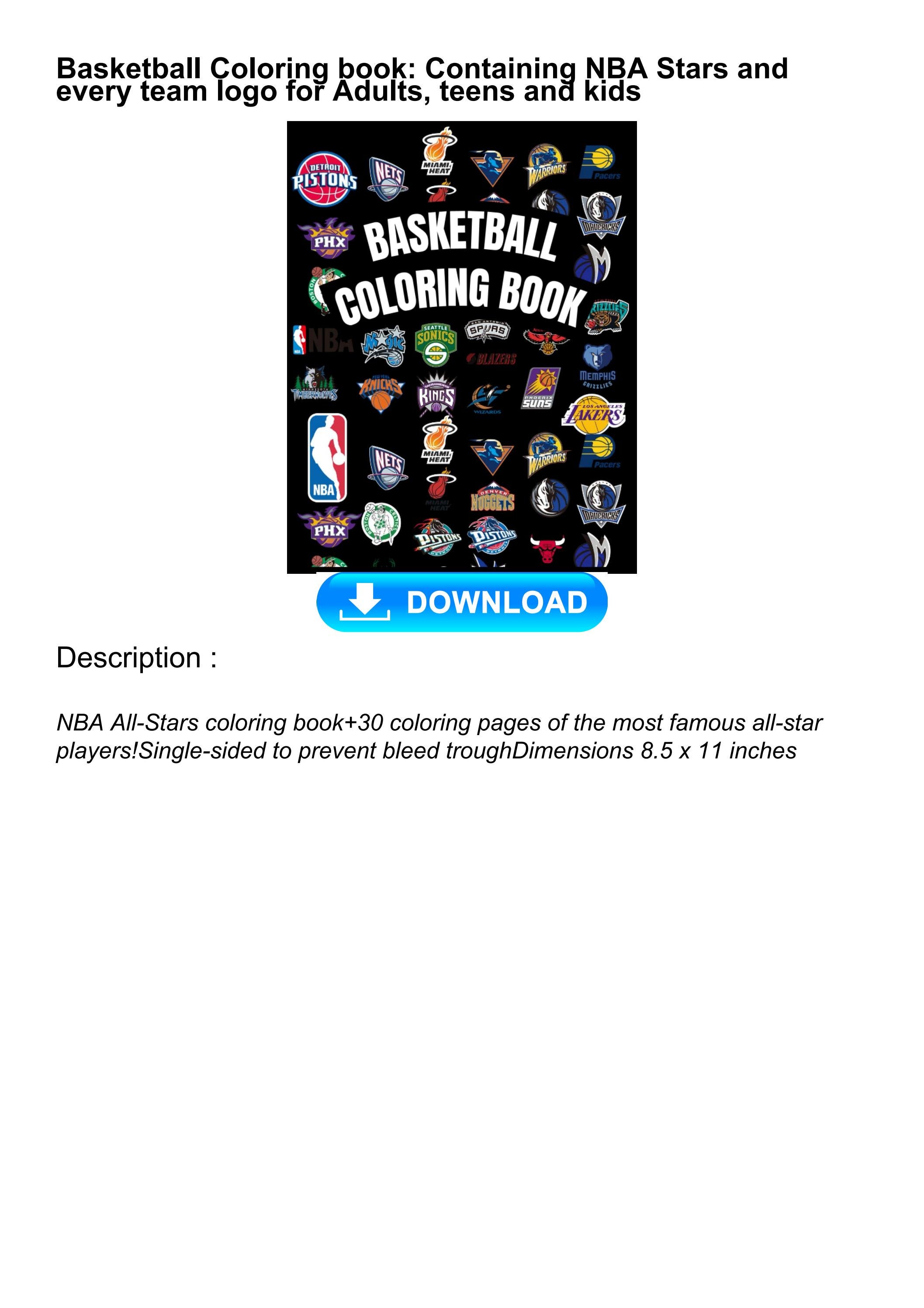 [DOWNLOAD] BOOK Basketball Coloring book: Containing NBA Stars and ...