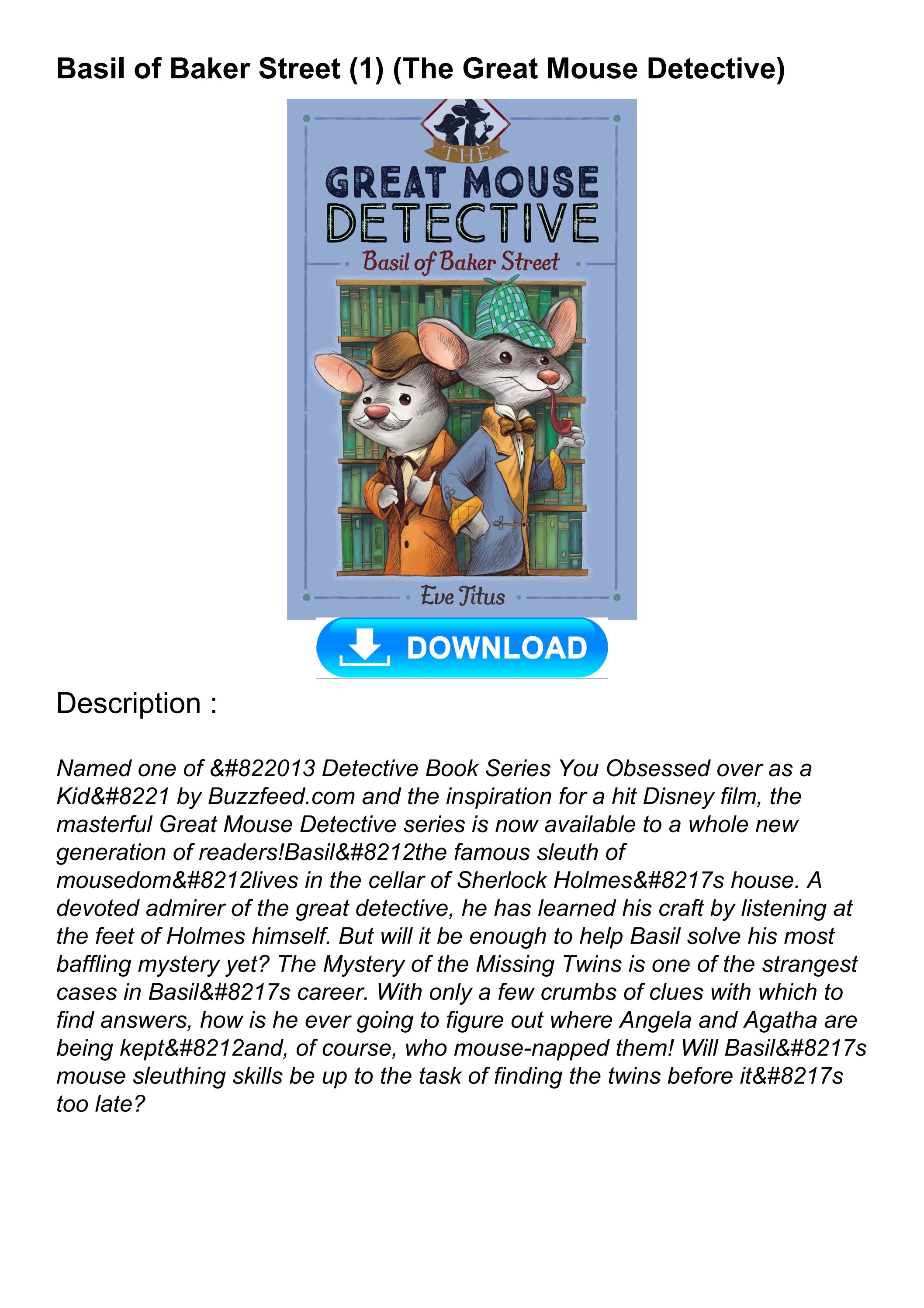 [PDF] Online Basil of Baker Street (1) (The Great Mouse Detective) by