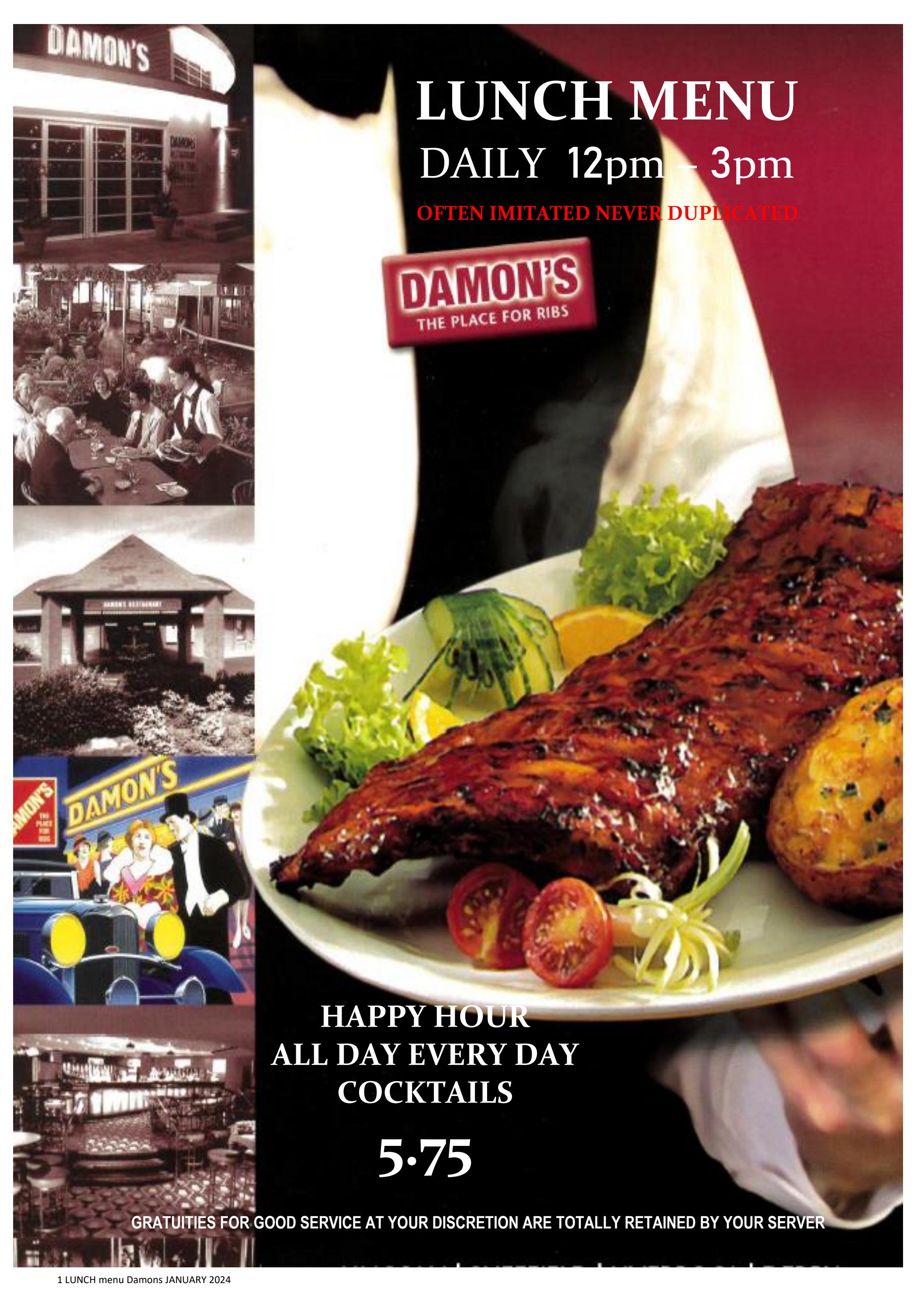 Damons Lunch Menu by PaulStafford Issuu