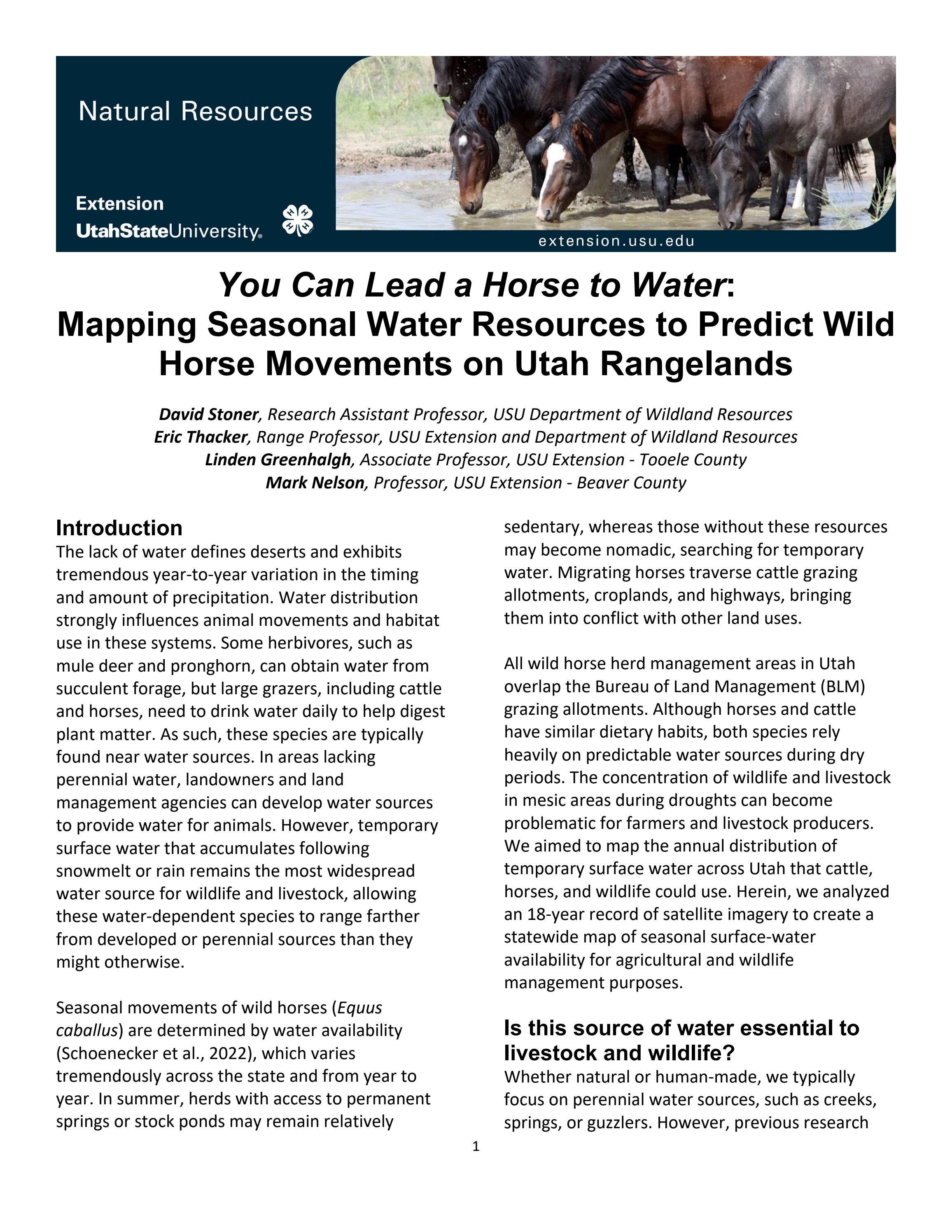 You Can Lead a Horse to Water: Mapping Seasonal Water Resources to ...