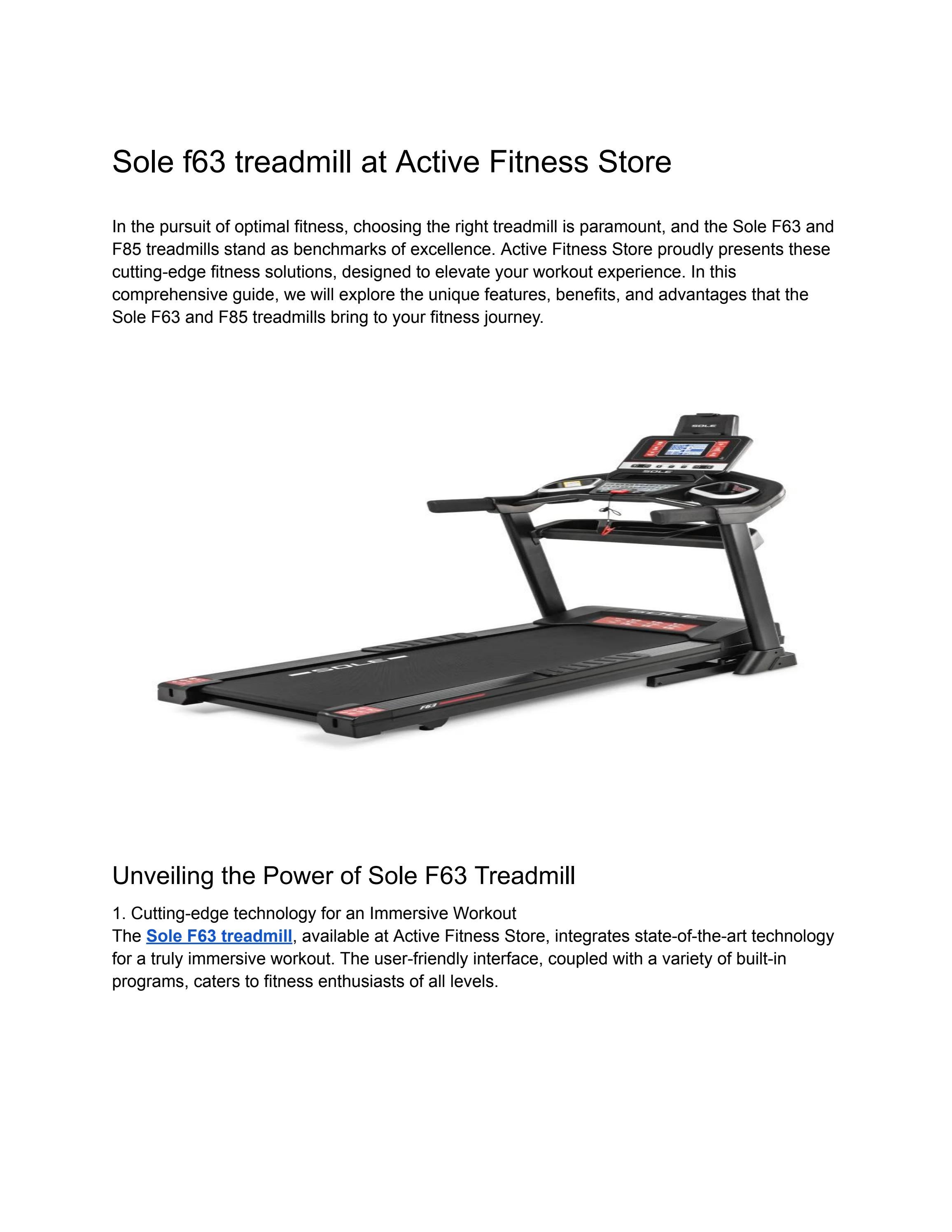 Sole f63 treadmill at Active Fitness Store by Active Fitness Store Issuu