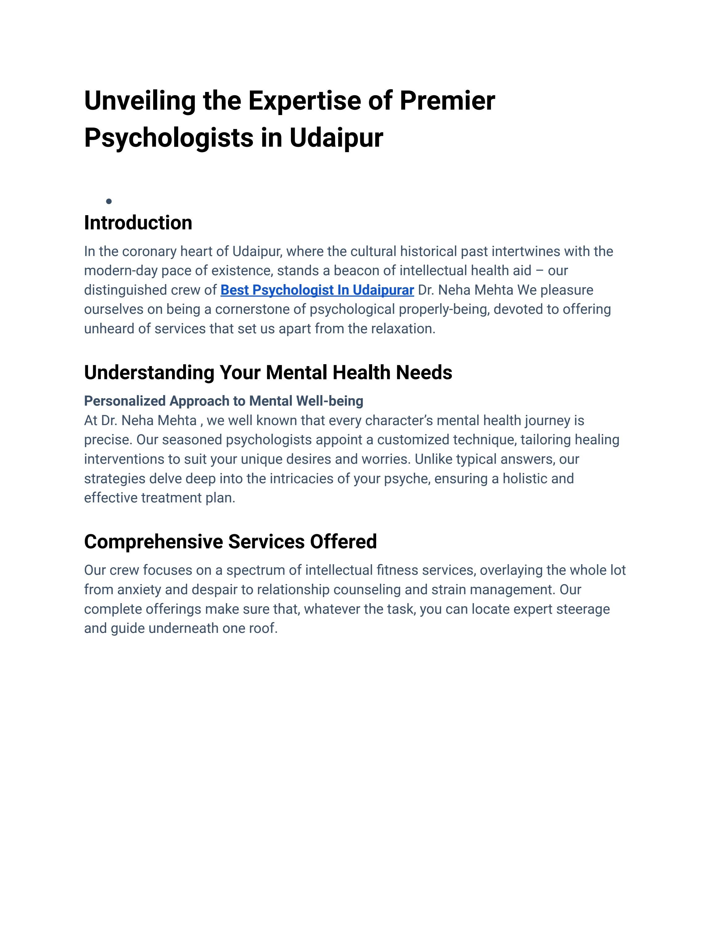 Best Psychologist In Udaipur by Dr Neha Mehta Issuu