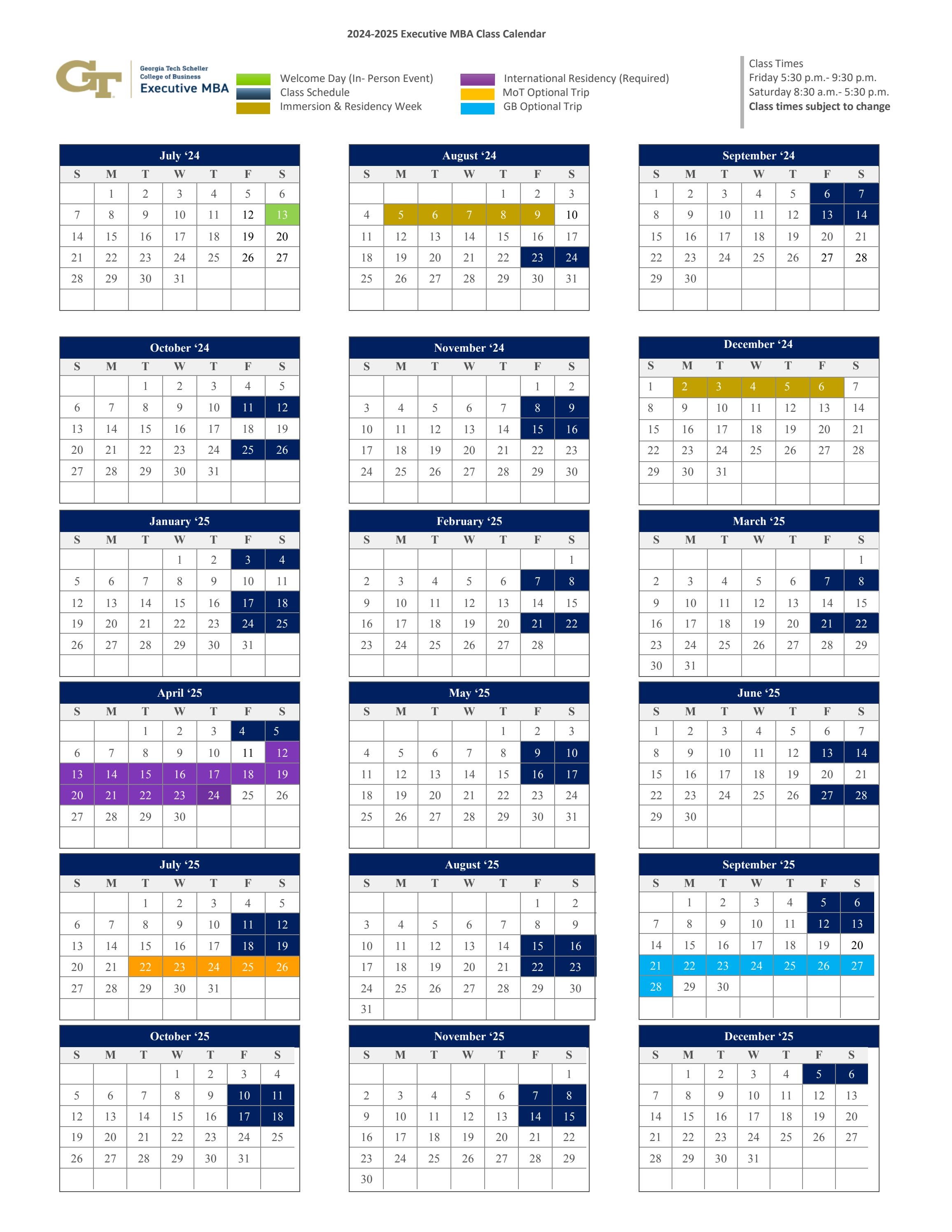 Executive MBA Calendar by Tech Scheller College of Business Issuu