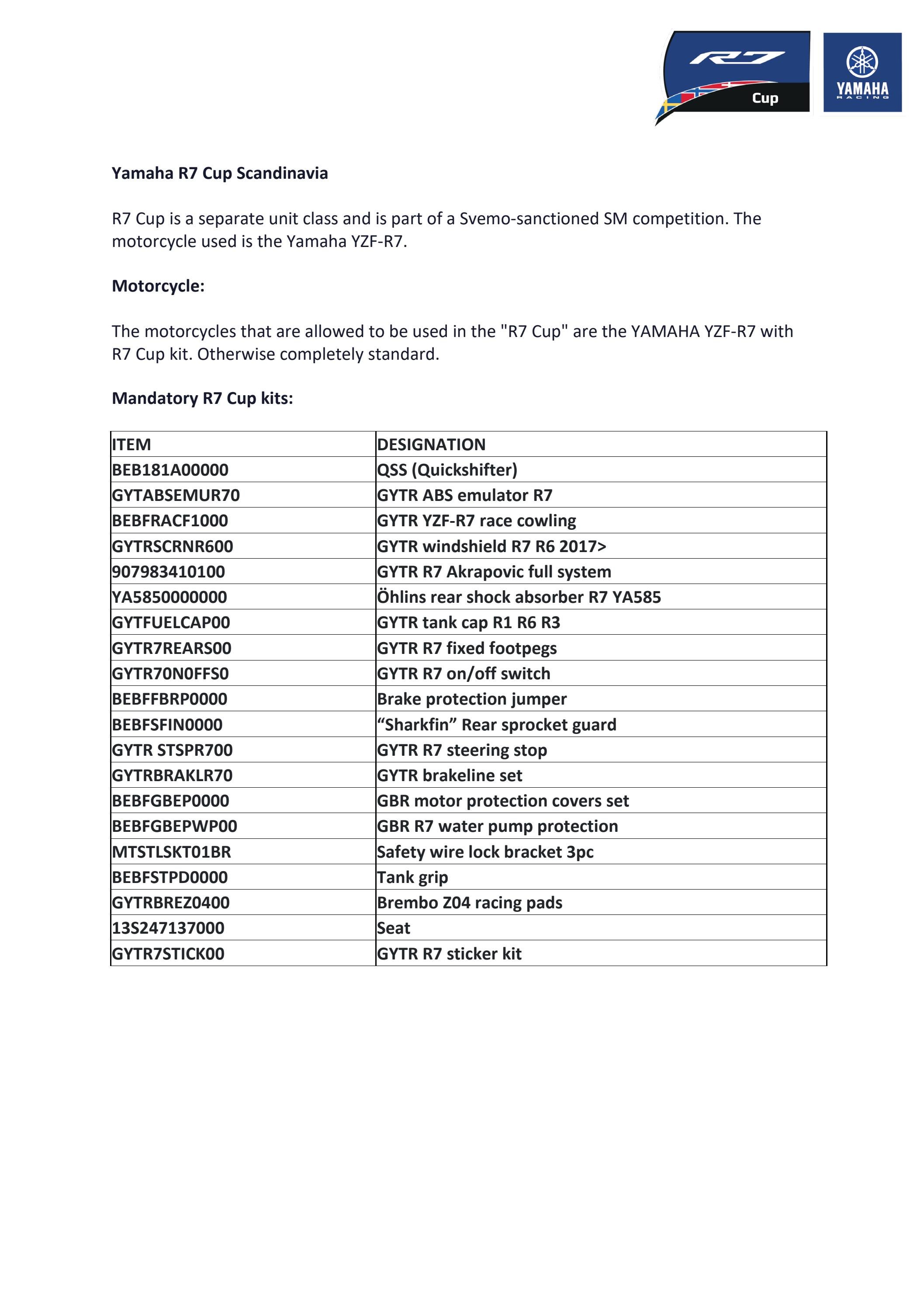 R7_CUP_SCANDINAVIA_REGULATIONS by Yamaha Motor Scandinavia Issuu