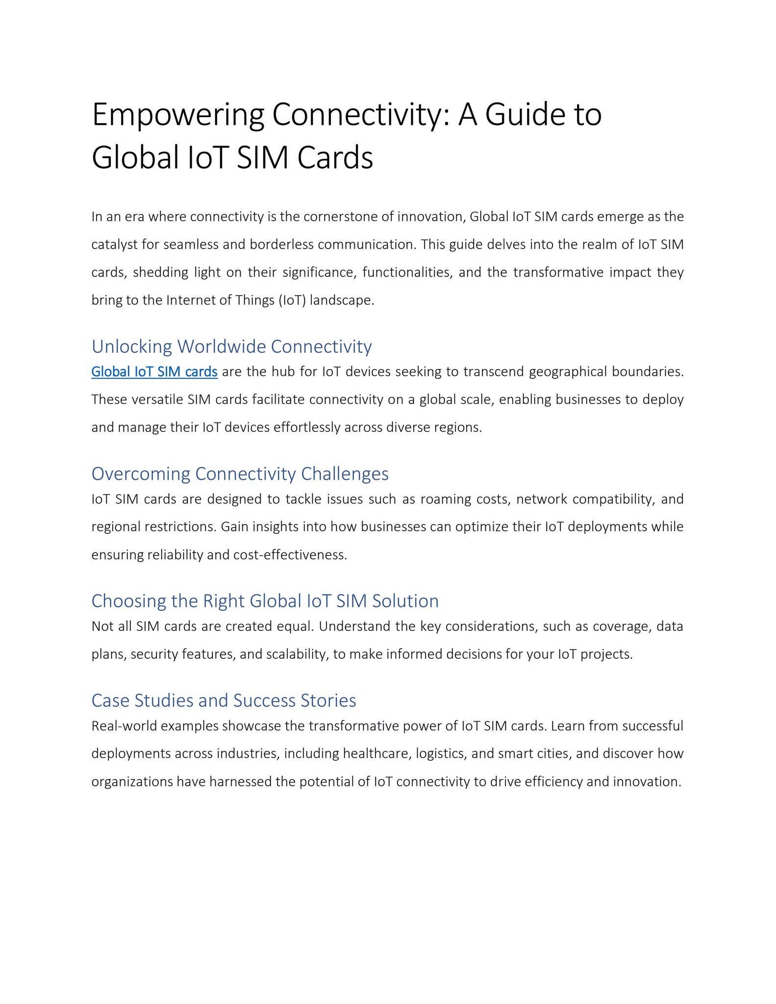 Empowering Connectivity: AGuide to Global IoT SIM Cards by ...