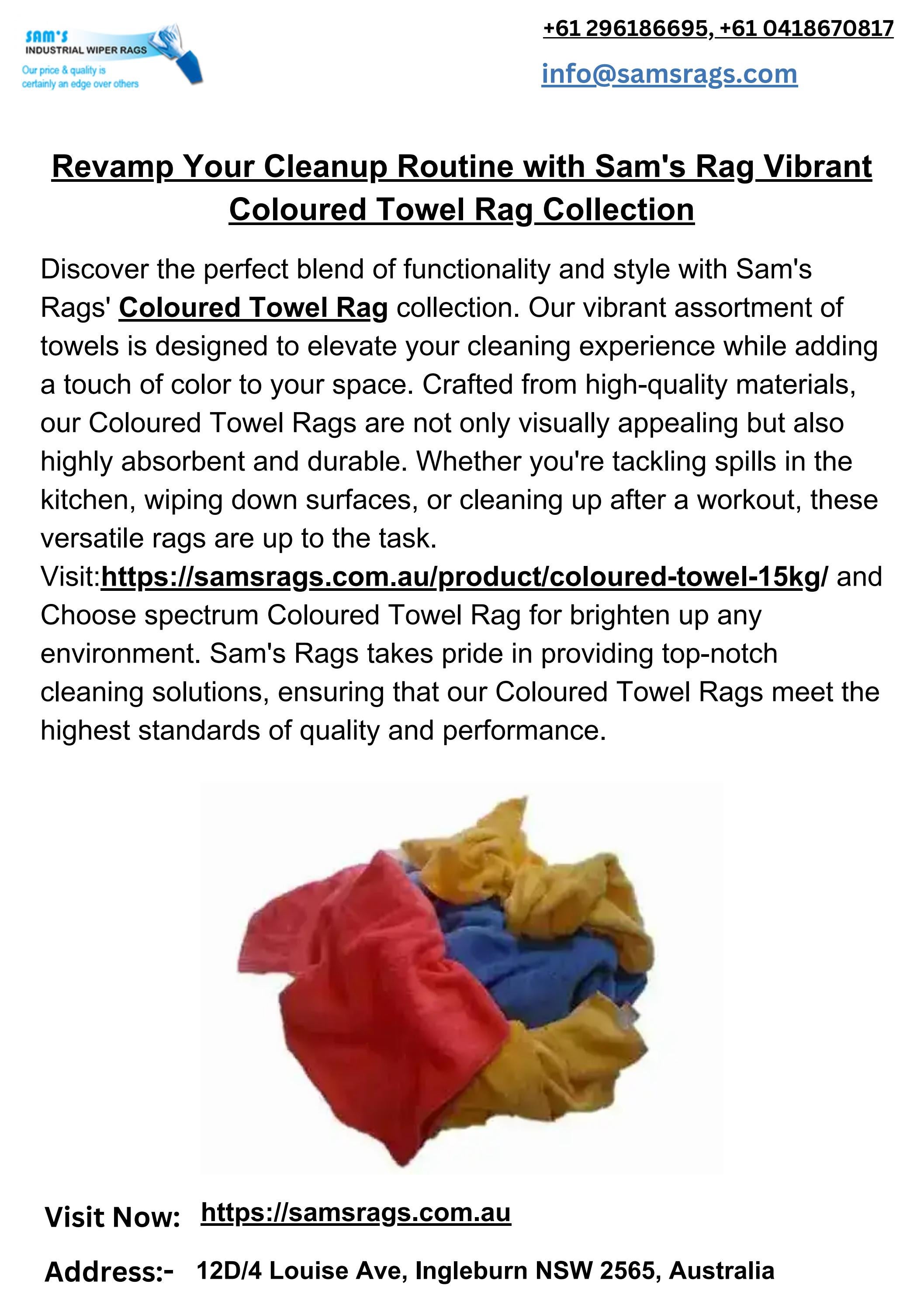 Revamp Your Cleanup Routine with Sam's Rag Vibrant Coloured Towel Rag ...