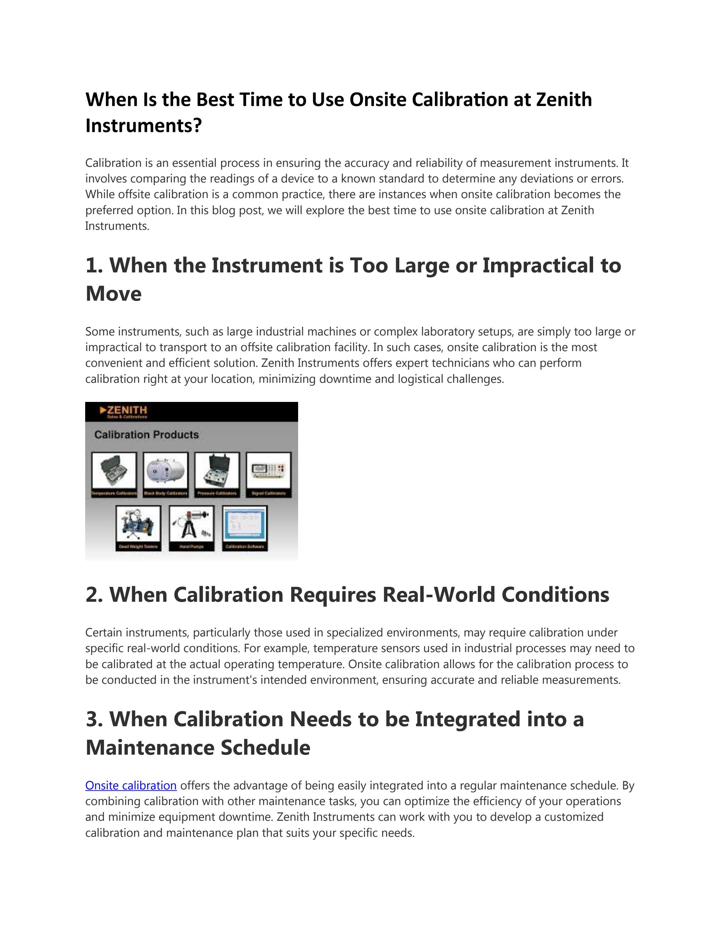 When Is the Best Time to Use Onsite Calibration at Zenith Instruments? by calibrationau Issuu
