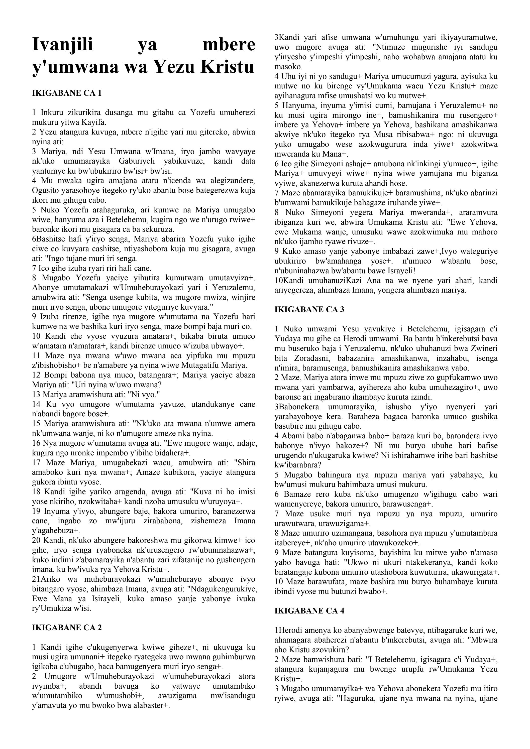 Kirundi (Rundi) - The First Gospel of the Infancy of Jesus Christ by ...