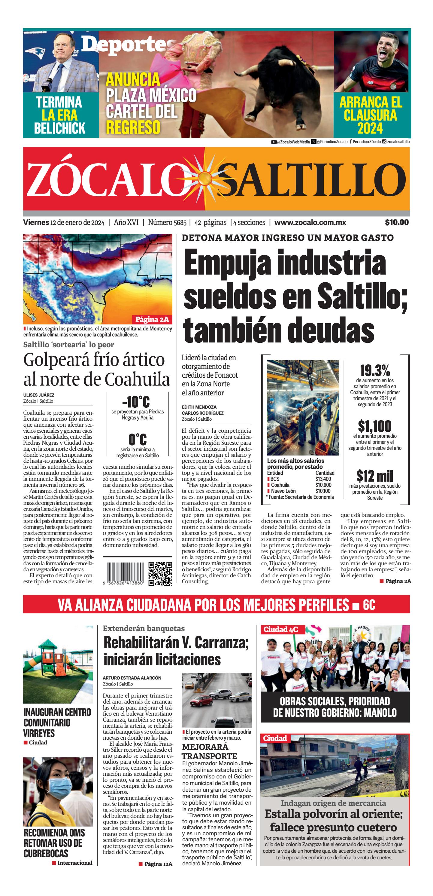 Saltillo 12 de enero de 2024 by Grupo Zócalo Issuu