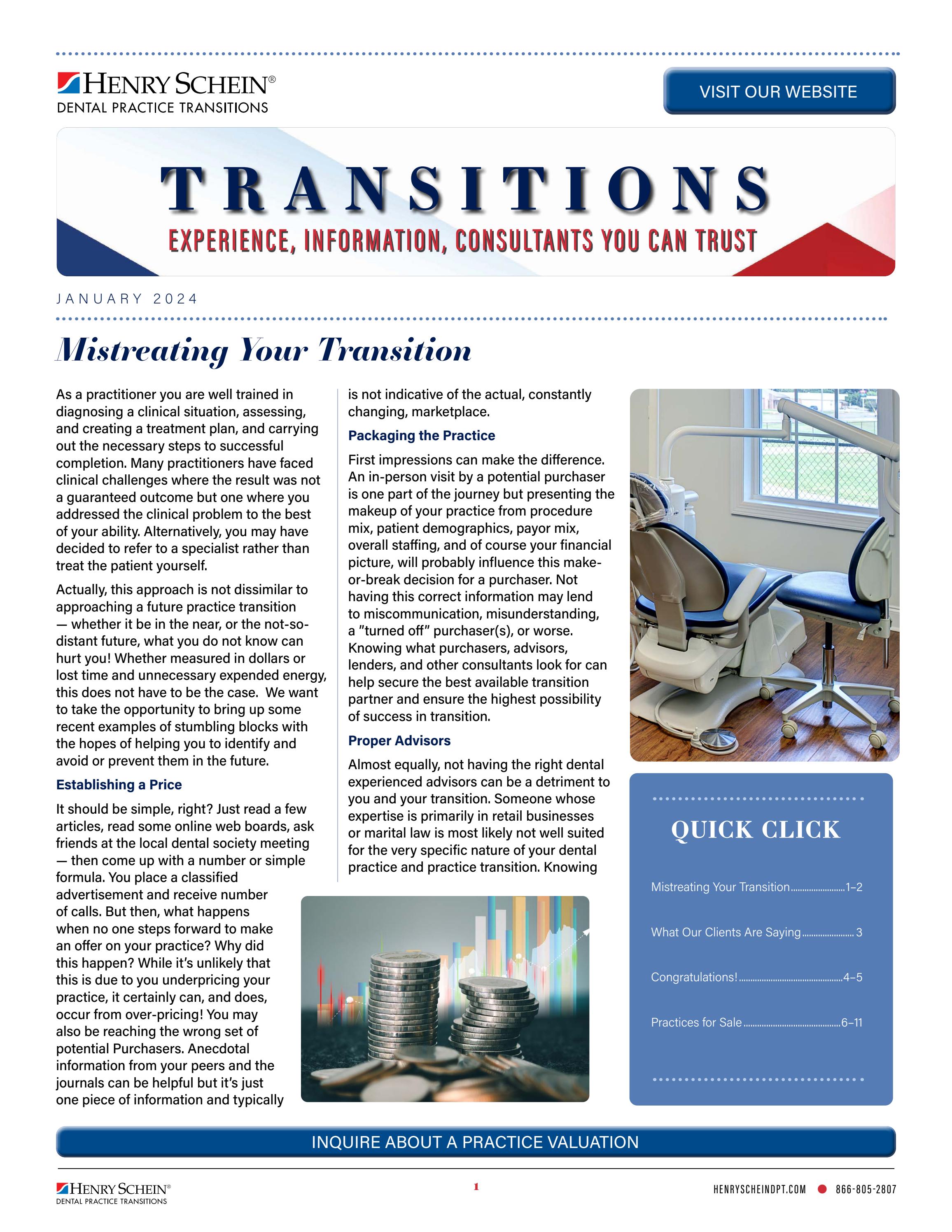 Transitions Newsletter January 2024 by Henry Schein Dental Practice