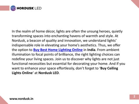 Nordusk LED 灯饰目录 · Illuminating Elegance and The Role Of 灯具 In 家居 Decoration 第 2 页