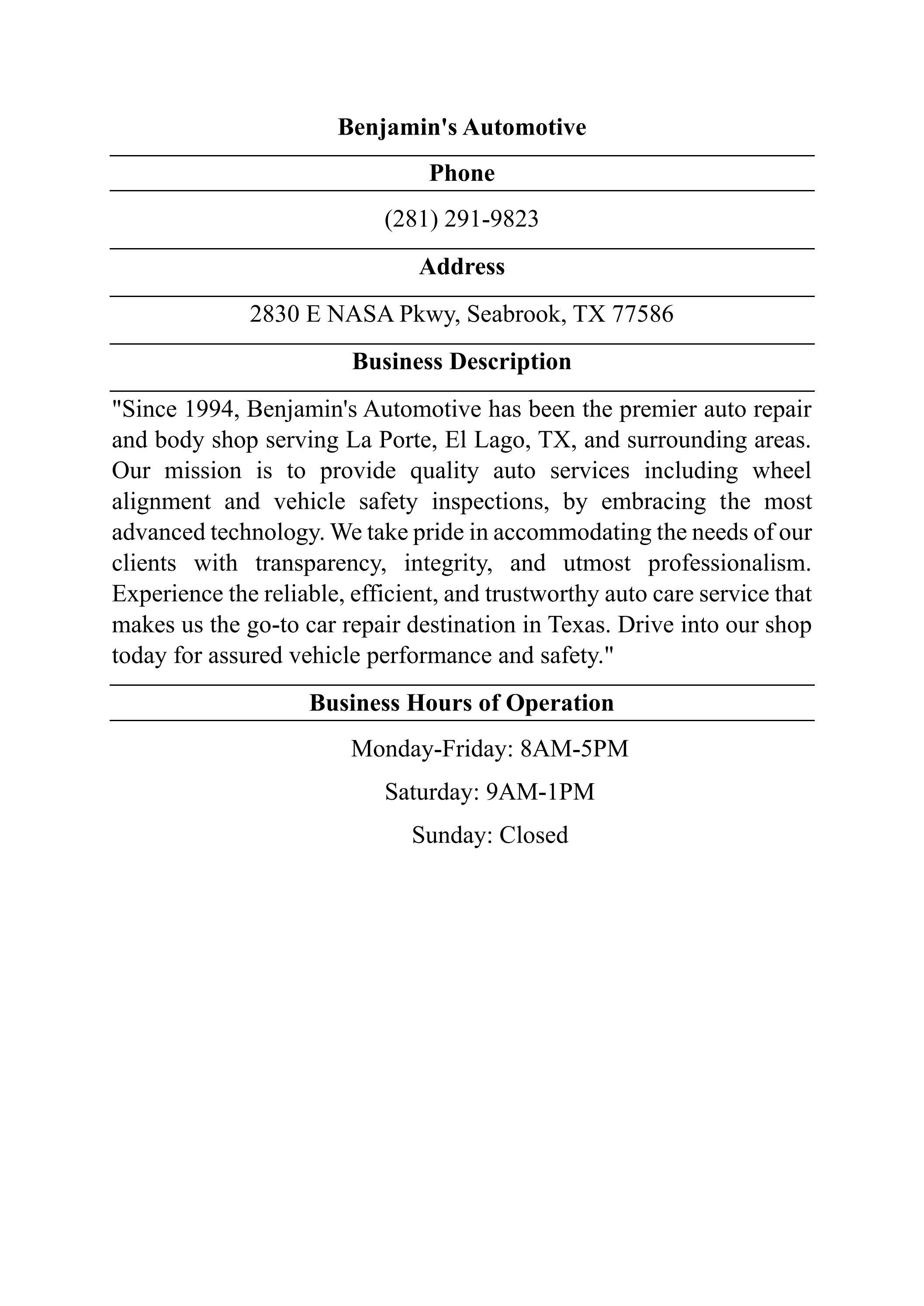 Benjamin's Automotive by Benjamin's Automotive Issuu