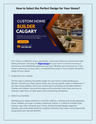 How to Select the Perfect Design for Your Home? by Dvchomes23 - Issuu