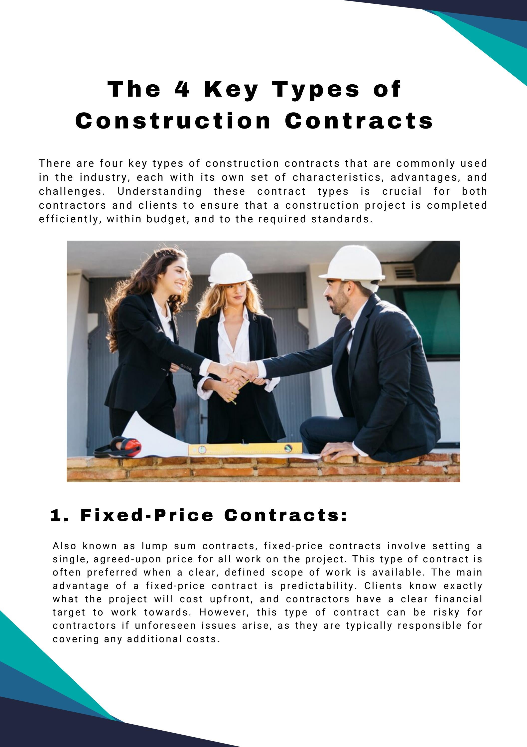 The 4 Key Types of Construction Contracts by ebullientinvestment Issuu