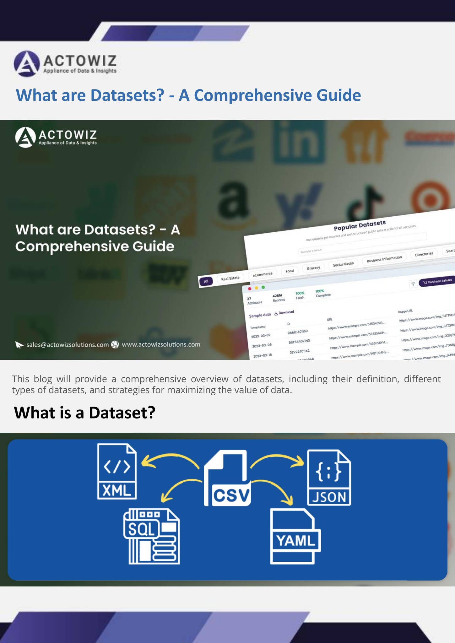 Dataset Def What are Datasets | Introduction to Datasets by rohit saraf - Issuu