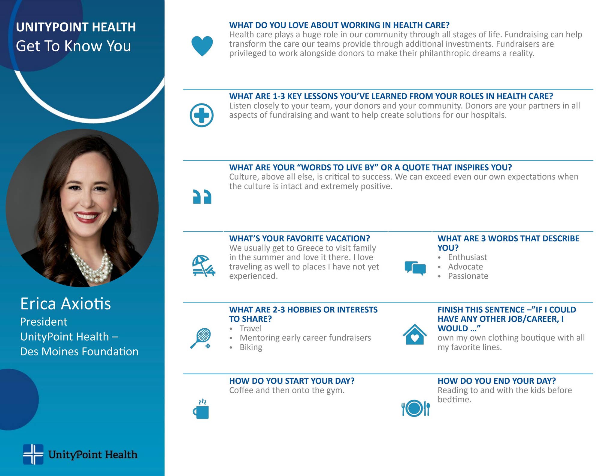 Meet Erica Axiotis: President of UnityPoint Health - Des Moines ...