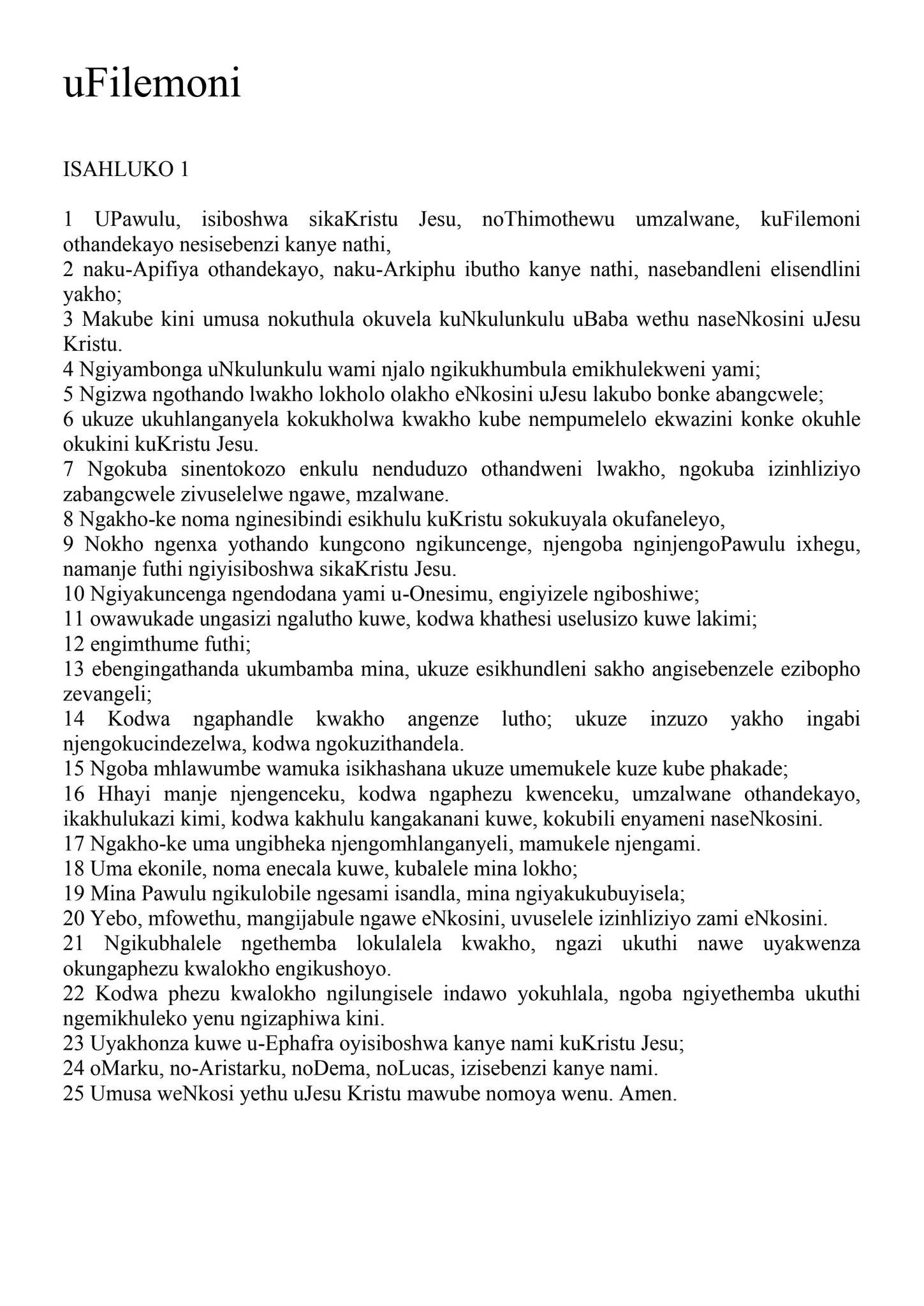 Phawula Zulu - Philemon by Filipino Tracts and Literature Society Inc. - Issuu