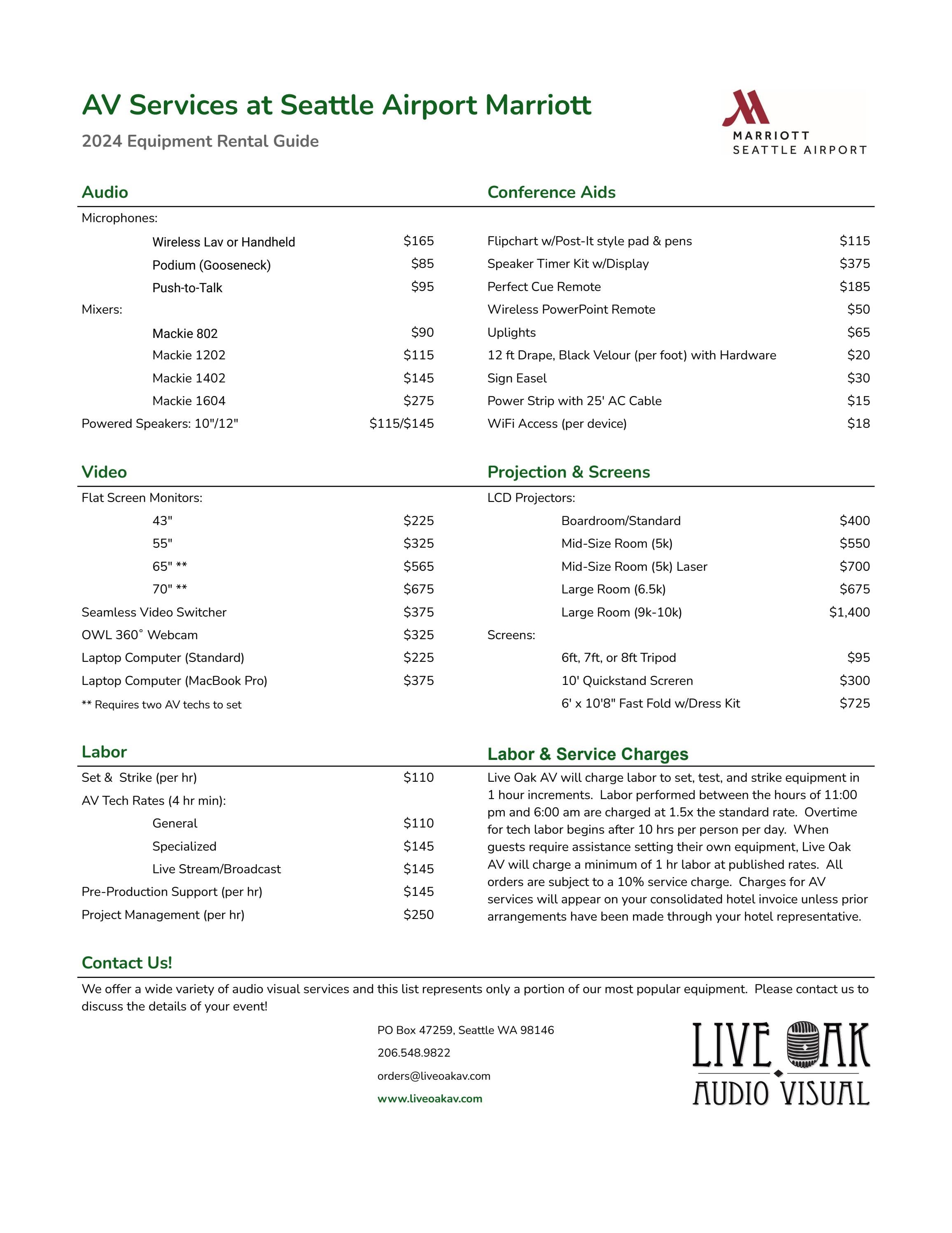 Seattle Airport Marriott AudioVisual Price List by spirehospitality