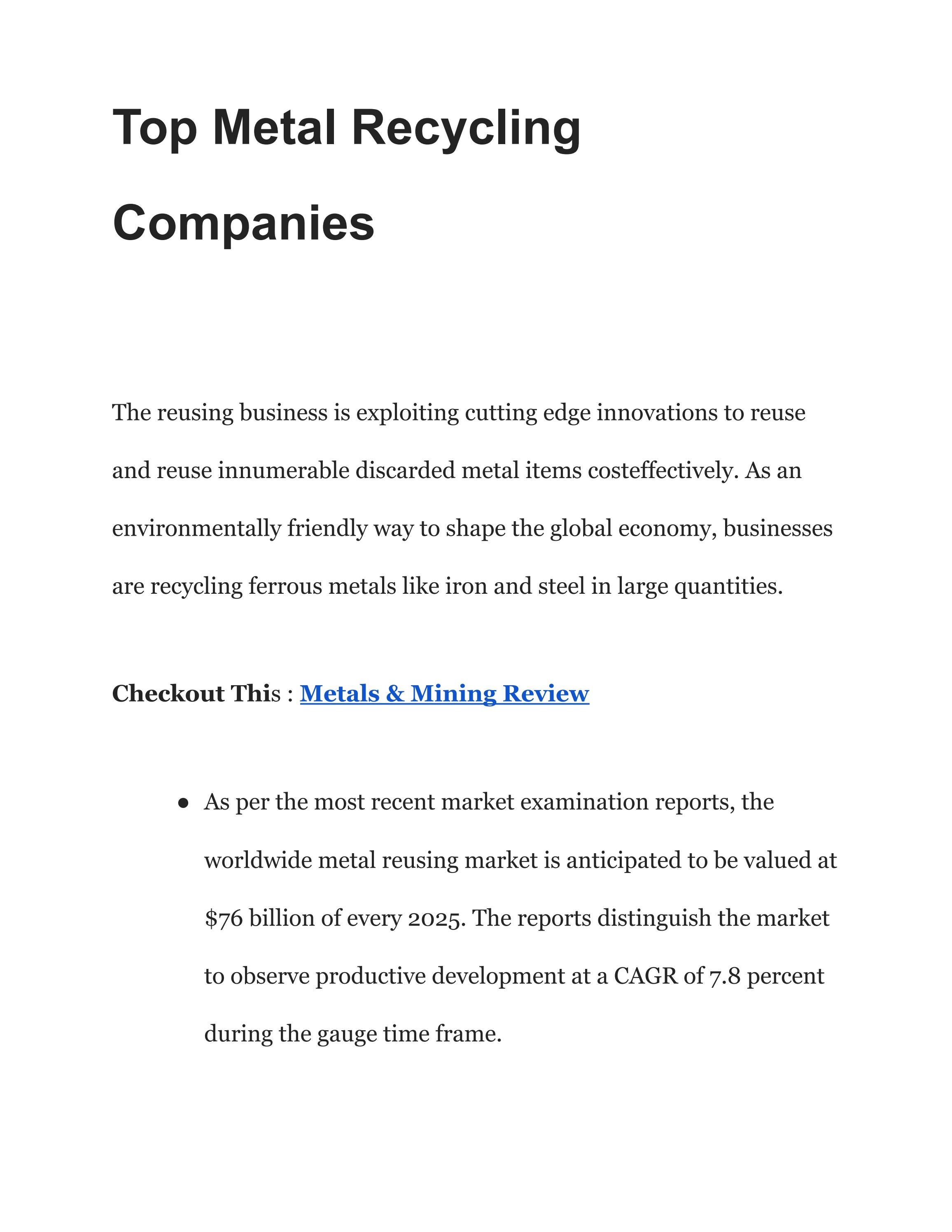 Top Metal Recycling Companies by Teena Dsilva Issuu