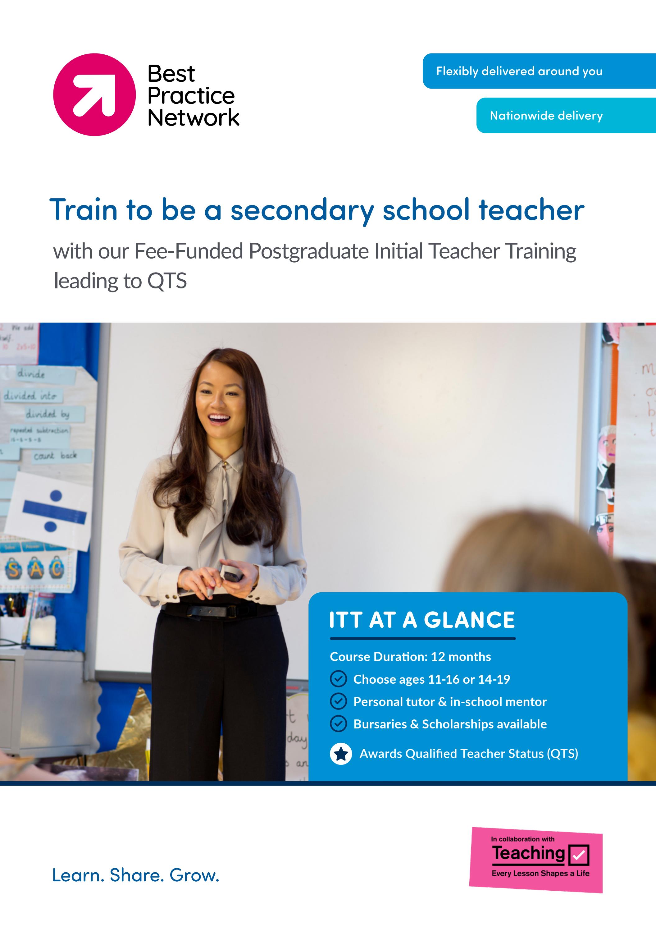 Postgraduate Initial Teacher Training with QTS for Secondary School