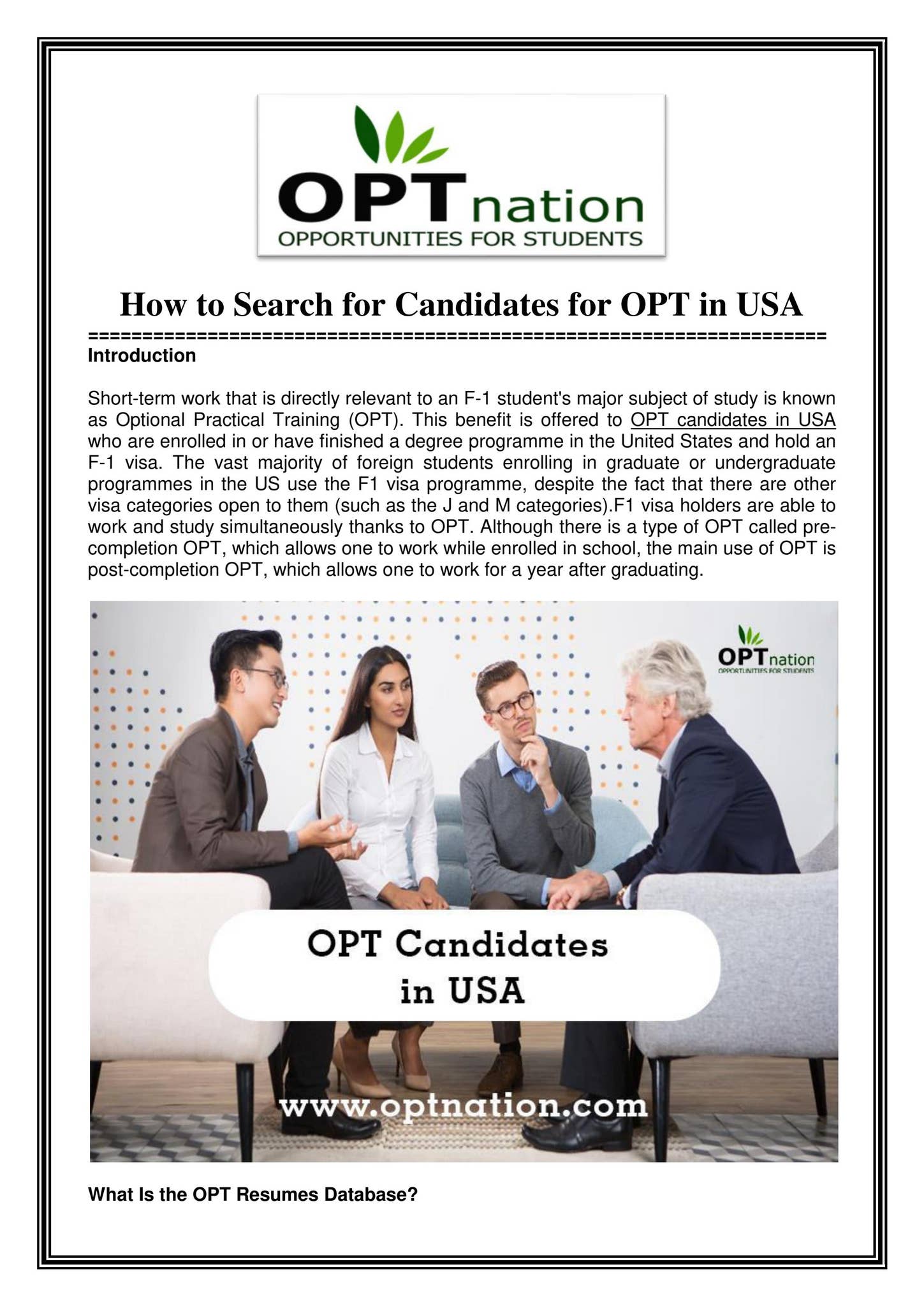 Opt Sinusa How to Search for Candidates for OPT in USA by OPTnation - Issuu