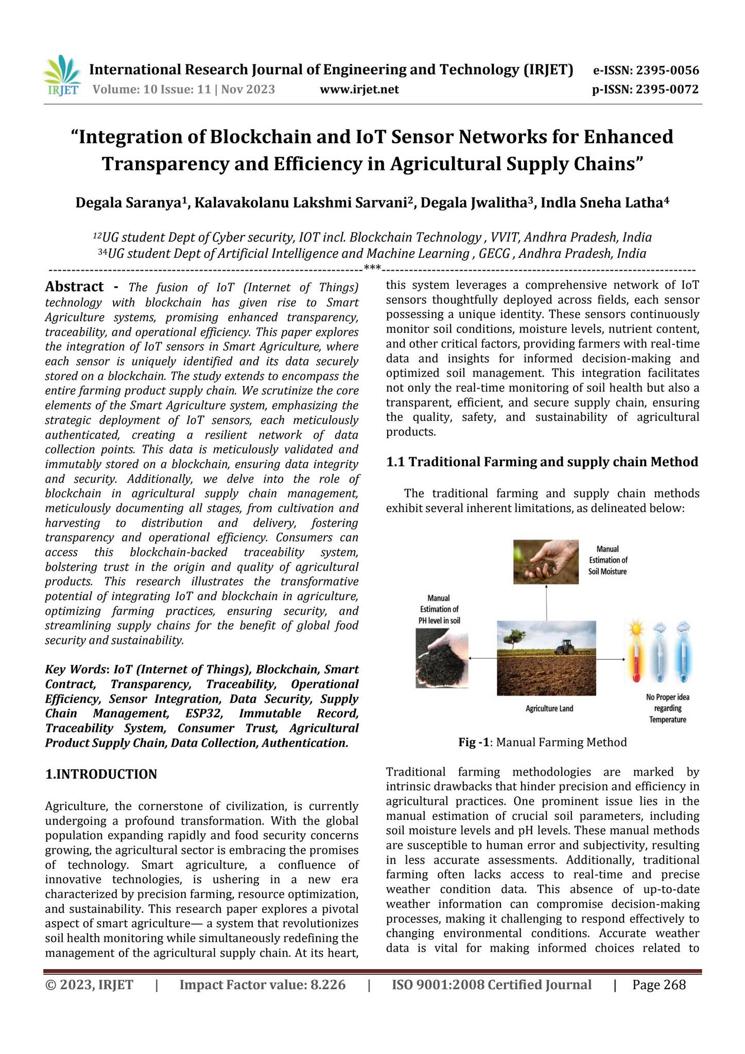 Integration of Blockchain and IoT Sensor Networks for Enhanced Transparency  and Efficiency in Agric by IRJET Journal - Issuu