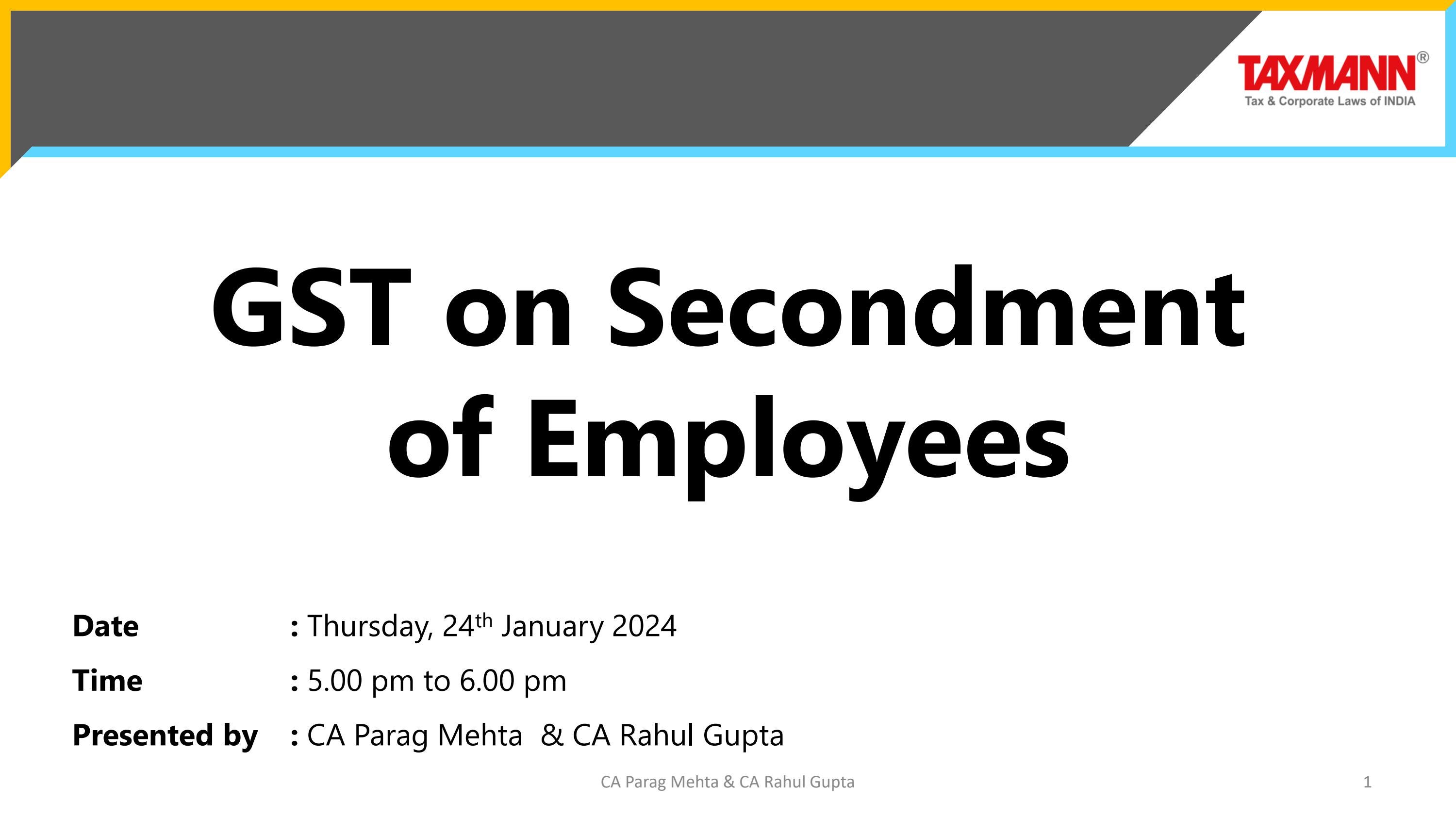 TaxmannPPT GST on Secondment of Employees by Taxmann Issuu