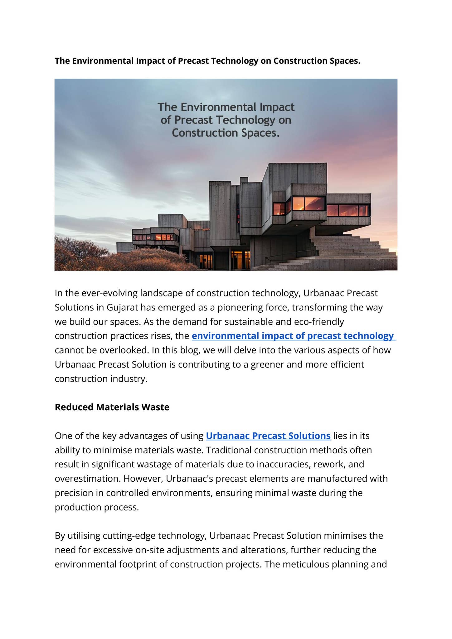 The Environmental Impact of Precast Technology on Construction Spaces ...