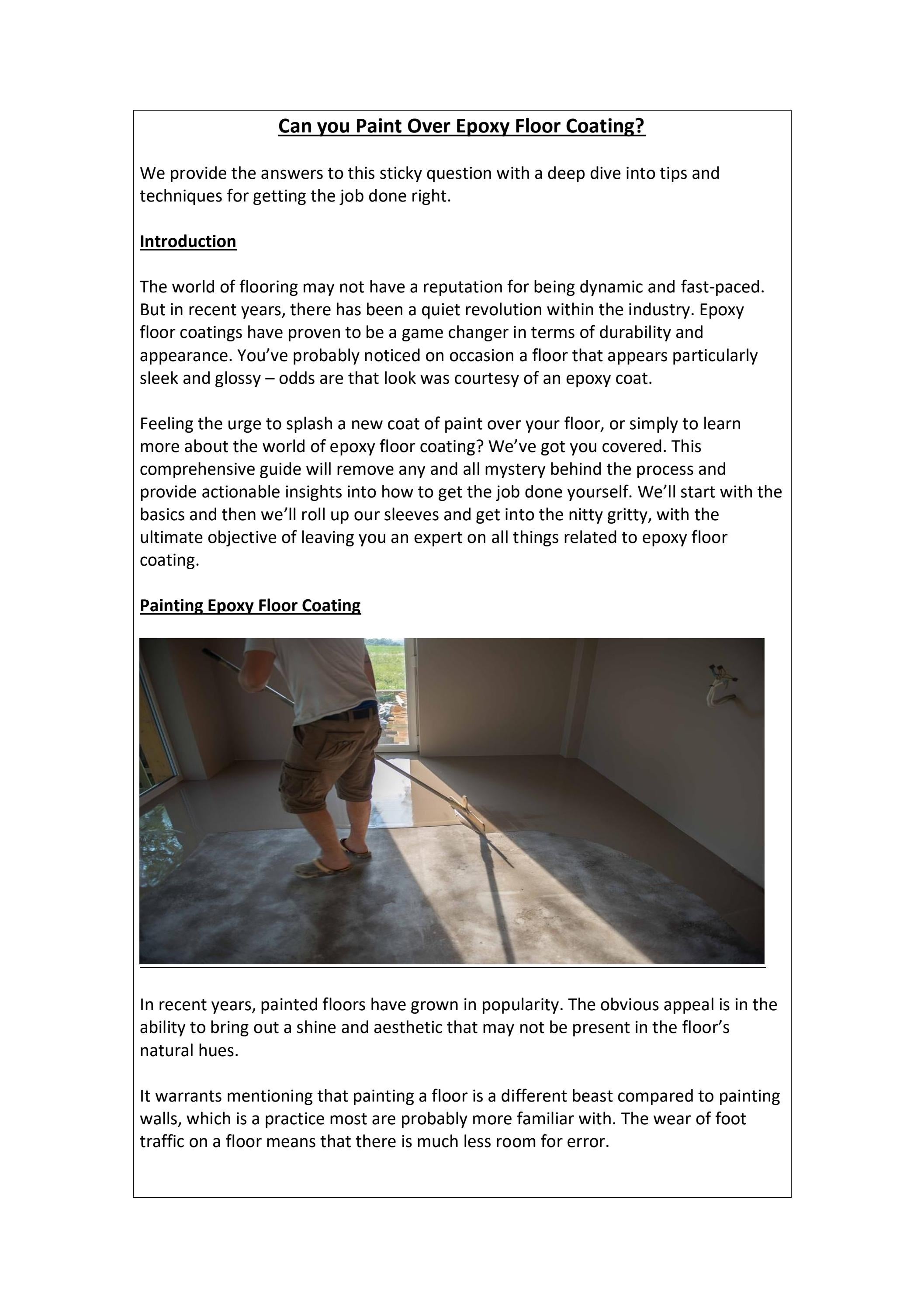 Can you Paint Over Epoxy Floor Coating? by rfsepoxyfloorsnewyork Issuu