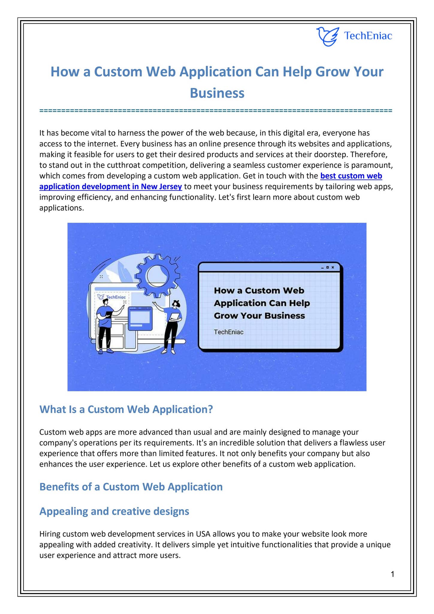 Application Growing How a Custom Web Application Can Help Grow Your Business by TechEniac ...