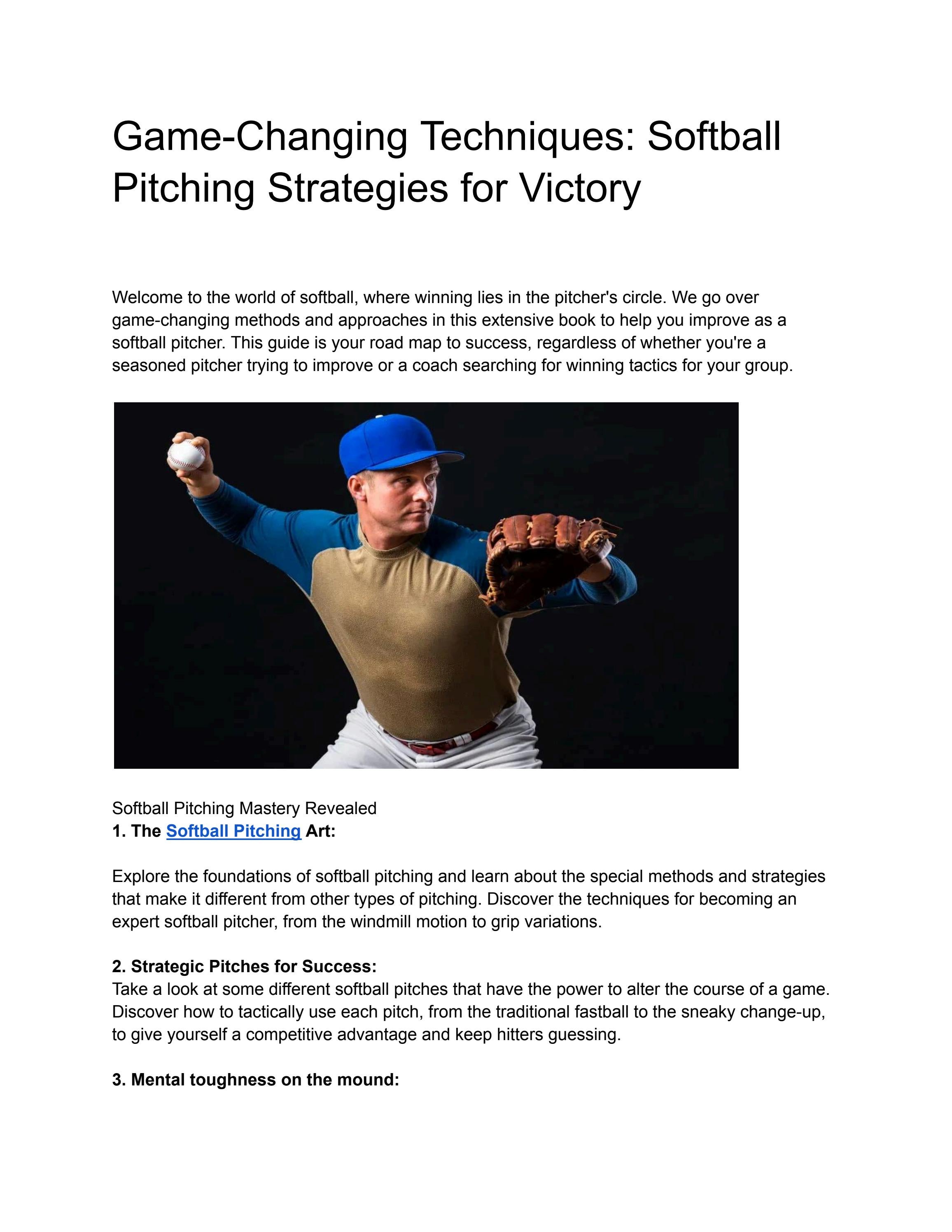 GameChanging Techniques Softball Pitching Strategies for Victory by