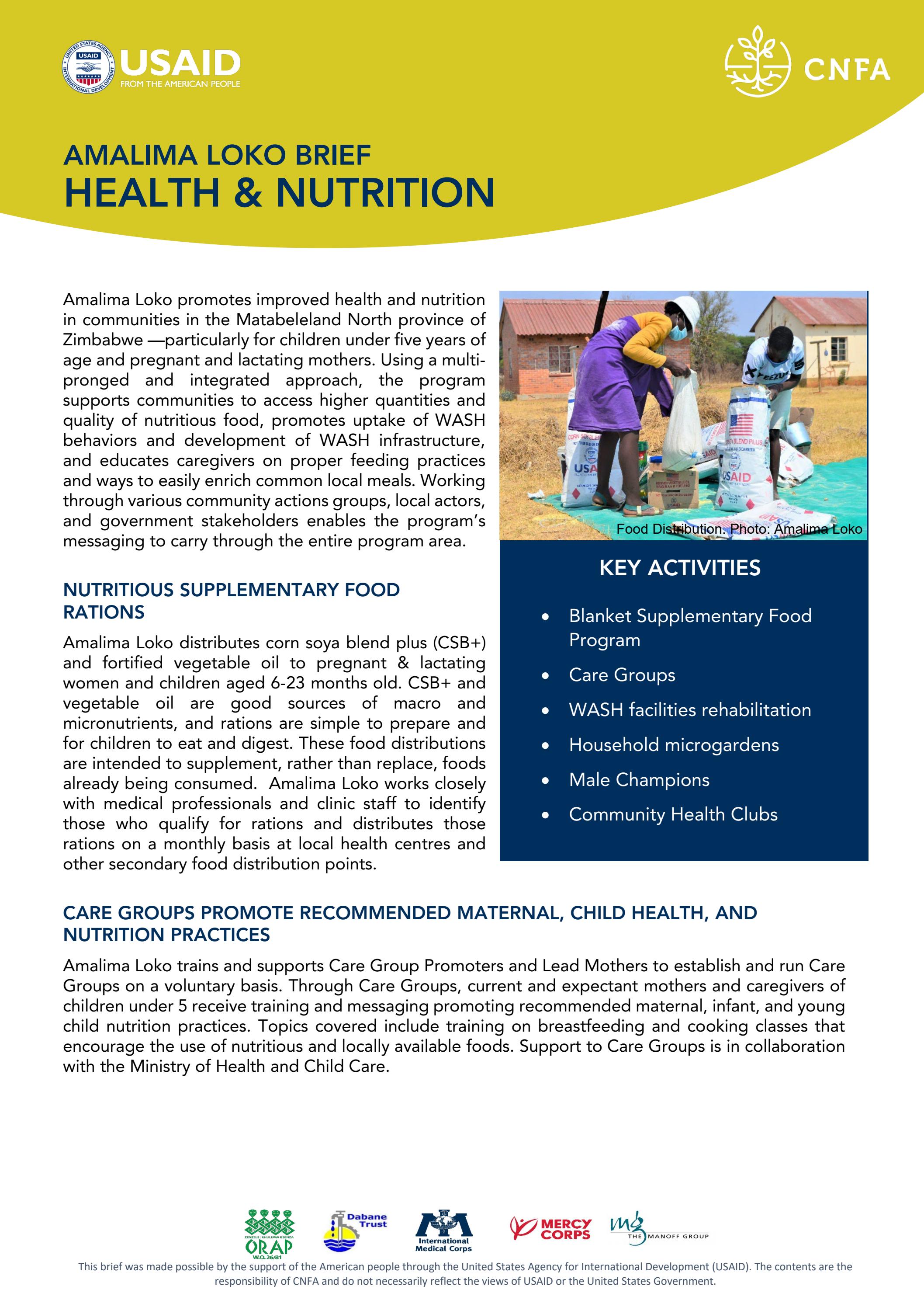 Amalima Loko Brief Health Nutrition By Cultivating New Frontiers In