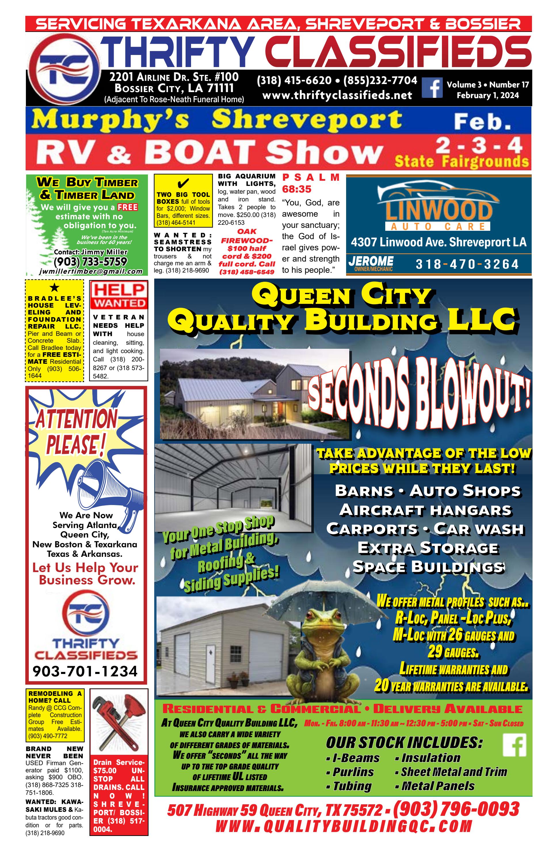 Thrifty Classifieds Shreveport, Bossier, Texarkana February 2, 2024