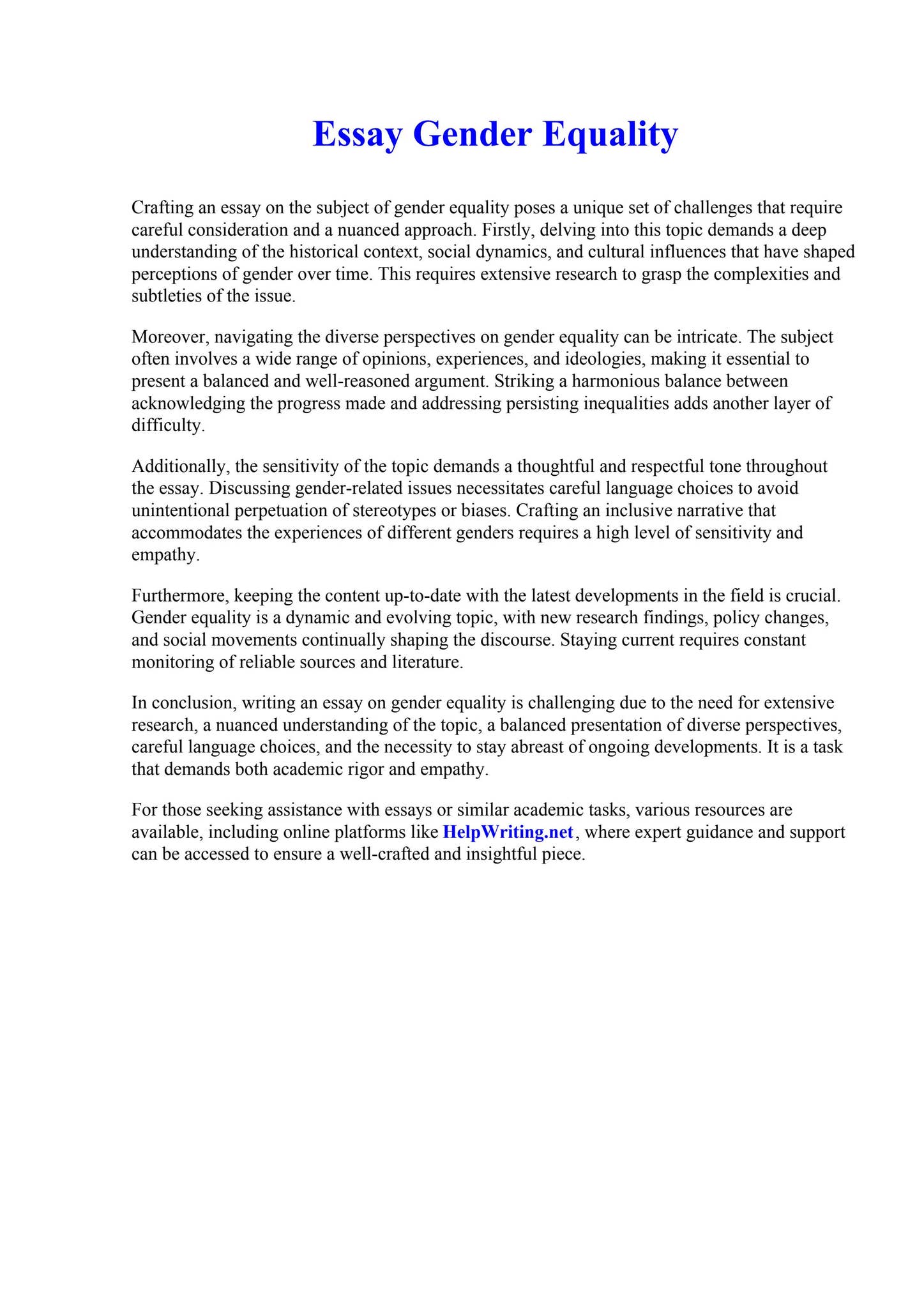 Essay Gender Equality by Politics Essay Writing - Issuu