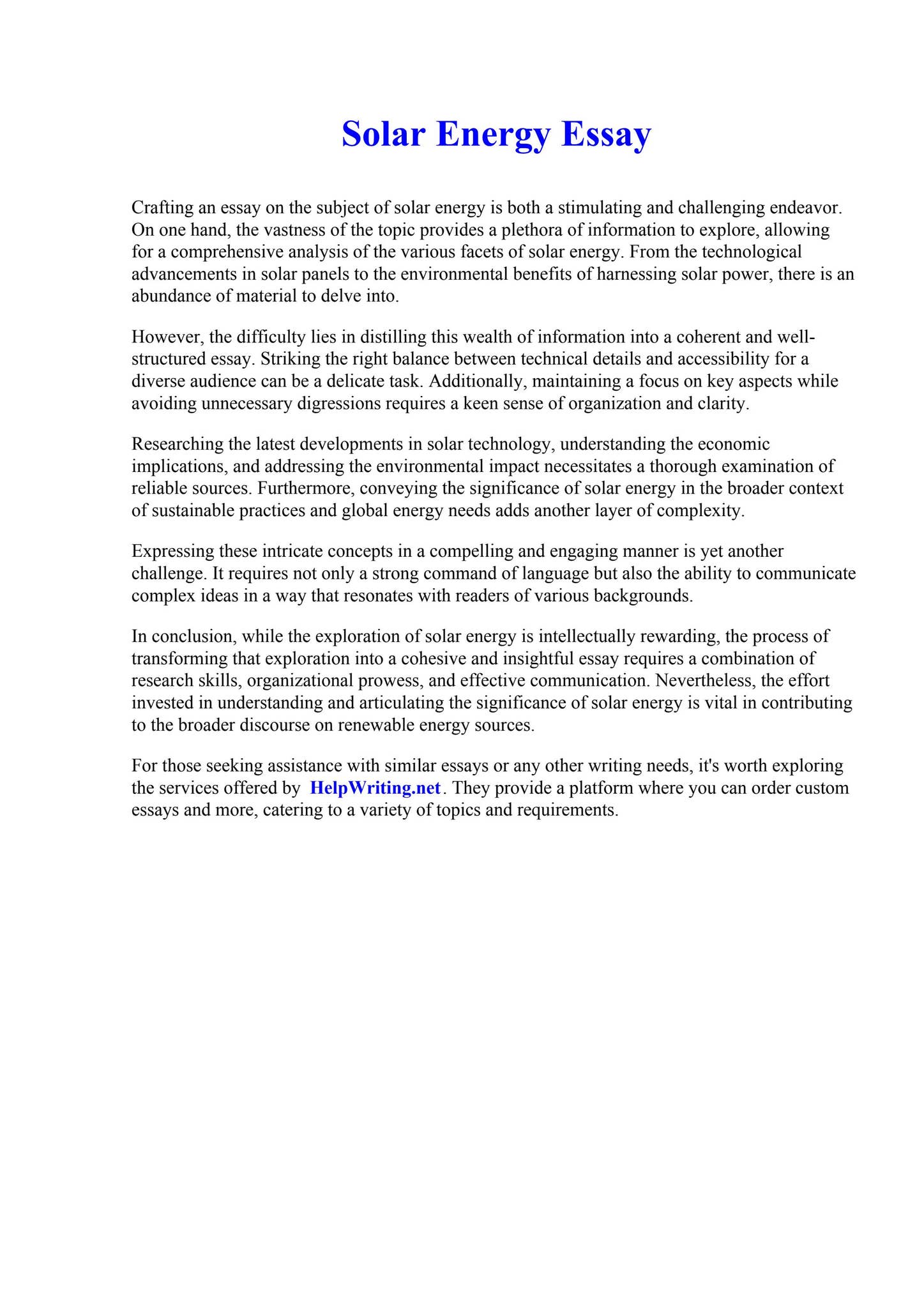 Solar Energy Essay by Research Paper Writers - Issuu