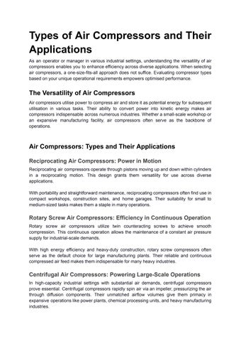 Types of Air Compressors and Their Applications by powerblitzz - Issuu