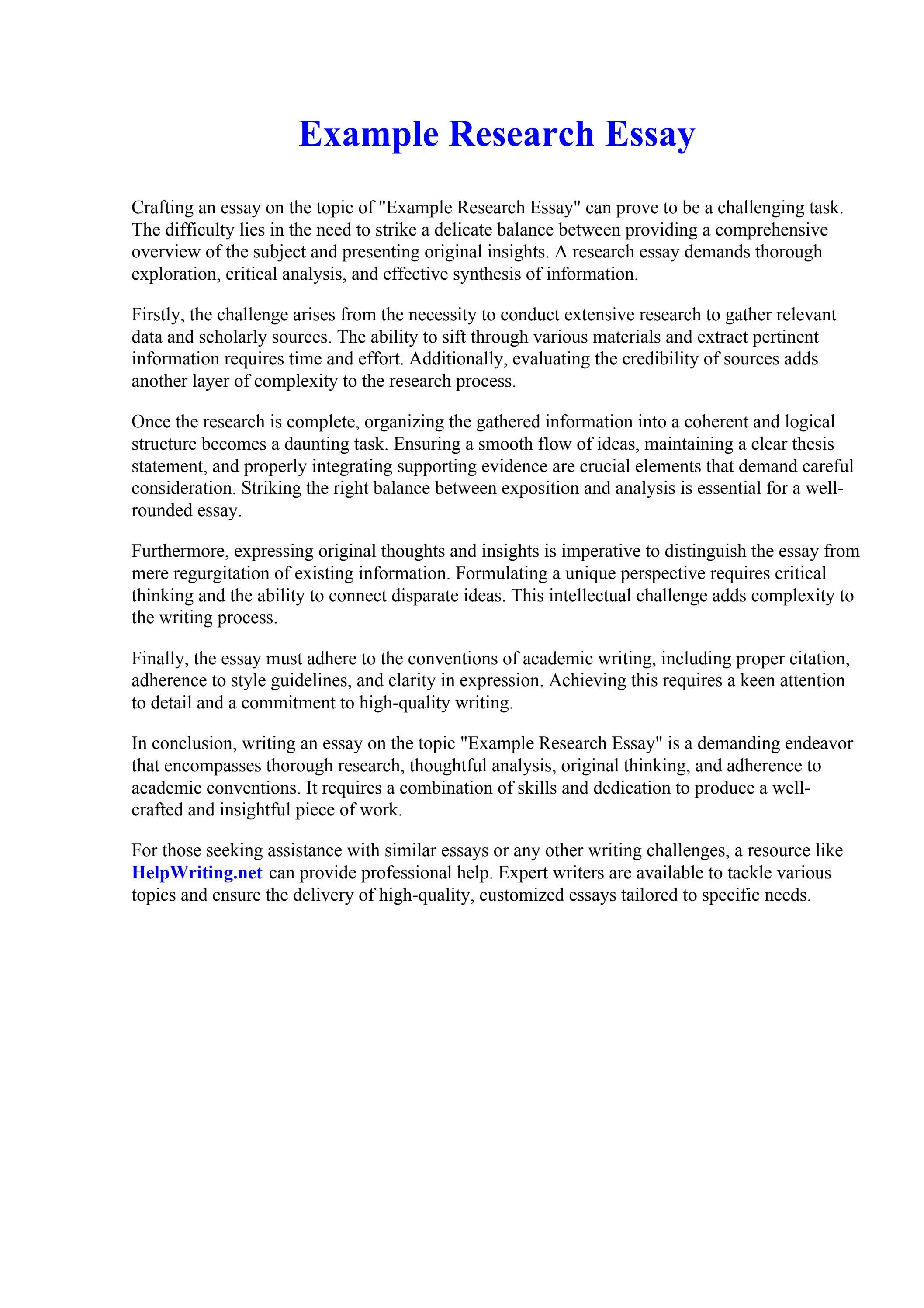 Example Research Essay by How To Write A Good College Application Essay ...