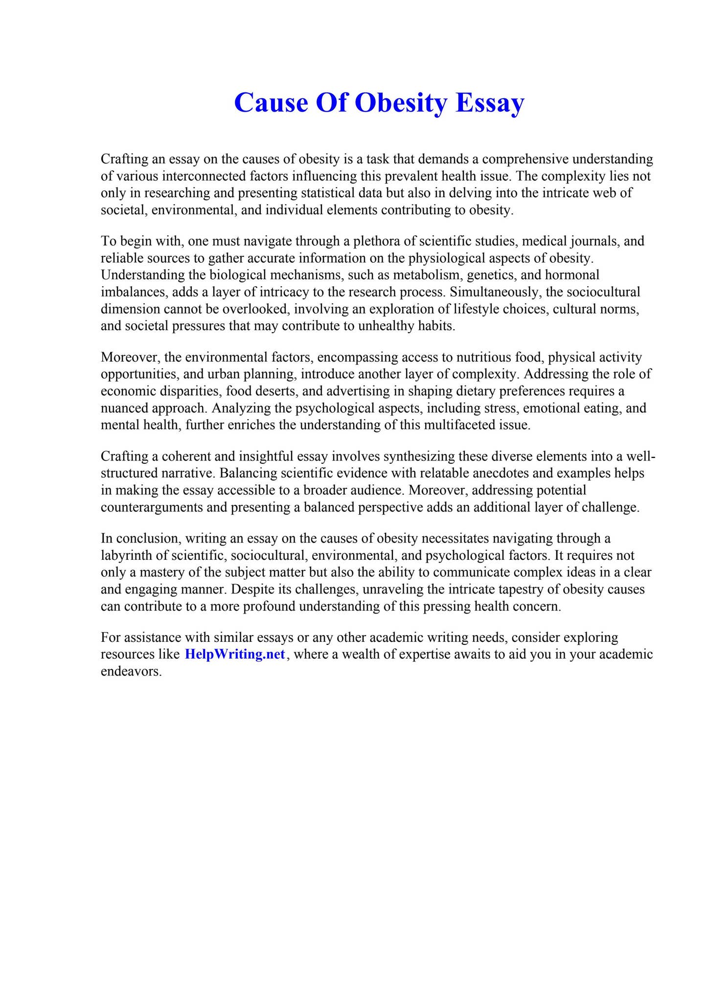 Cause Of Obesity Essay by How To Write A Scientific Paper - Issuu