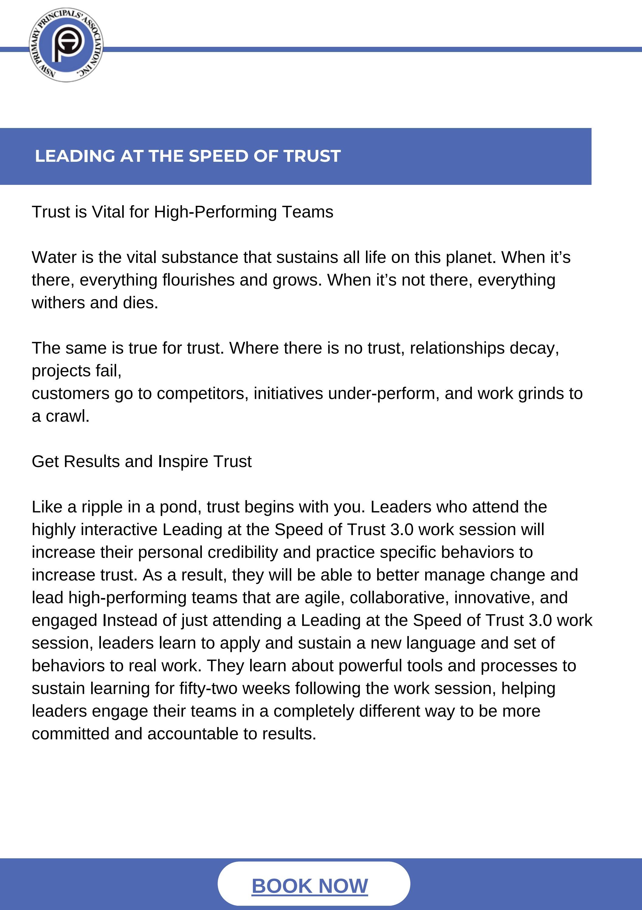 Speed of Trust 2024 PLO Catalogue by NSWPPA Professional Learning Issuu