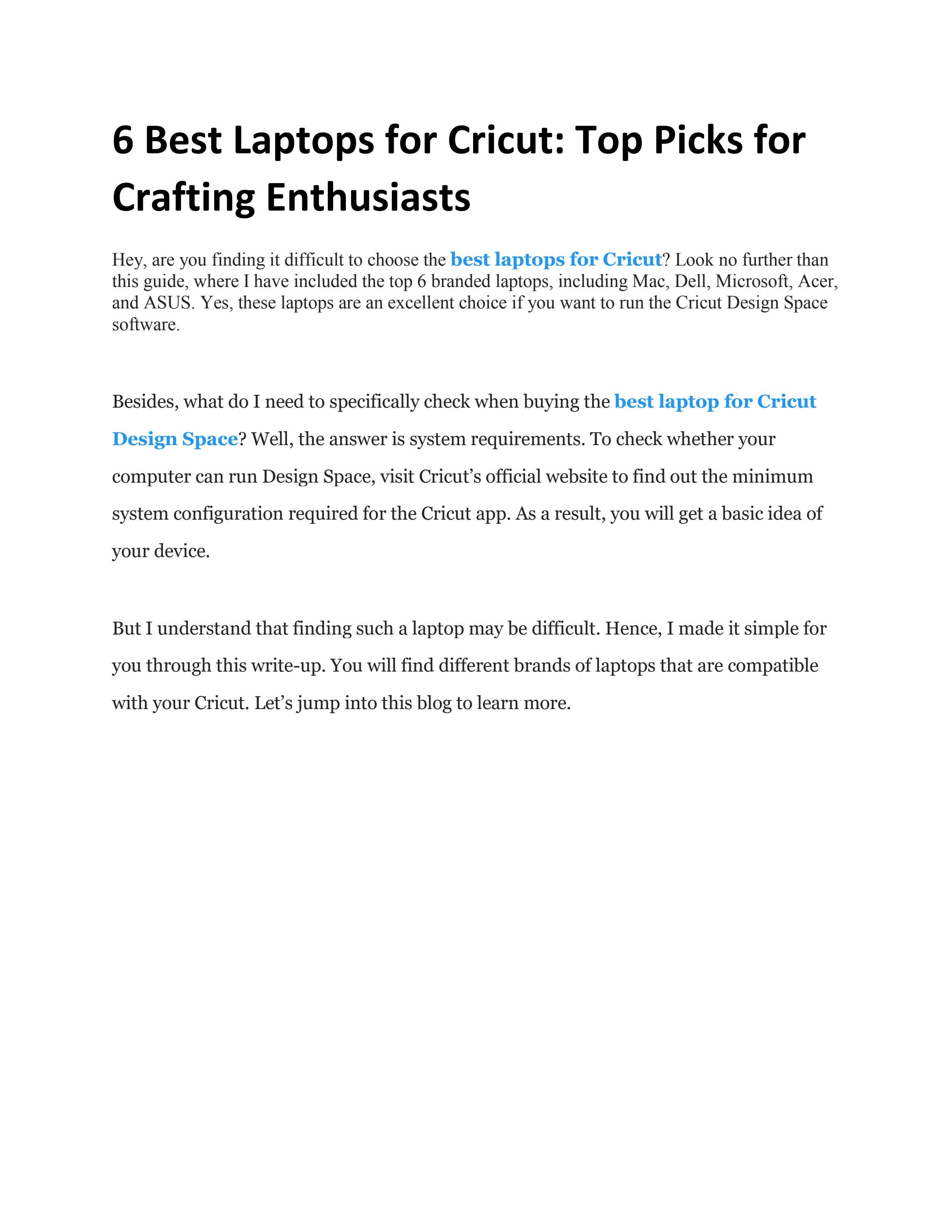 What Laptops Are Compatible With Cricut 6 Best Laptops for Cricut: Top Picks for Crafting Enthusiasts by Carl