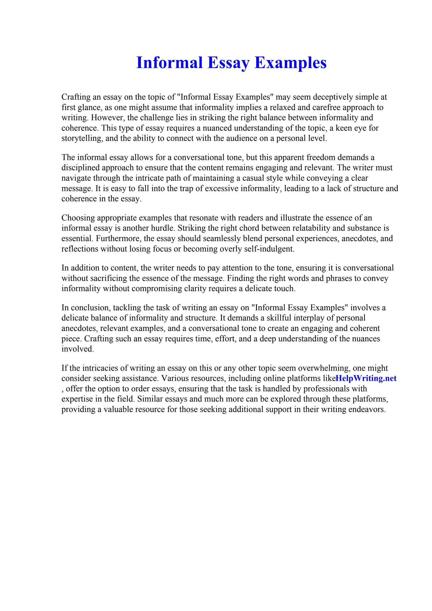 Informal Essay Examples by Sample Creative Writing Essays - Issuu