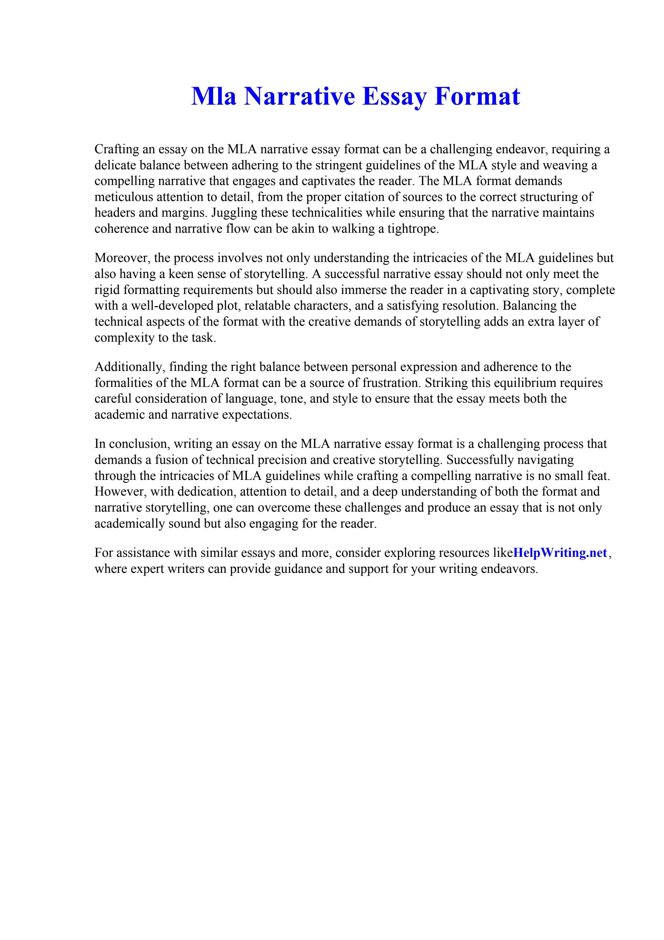 Mla Narrative Essay Format by Human Rights Essay Writing - Issuu