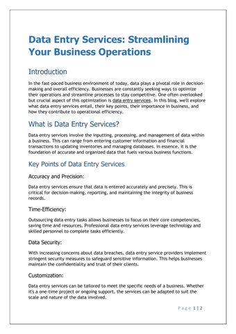 Data Entry Services: Streamlining Your Business Operations by ...