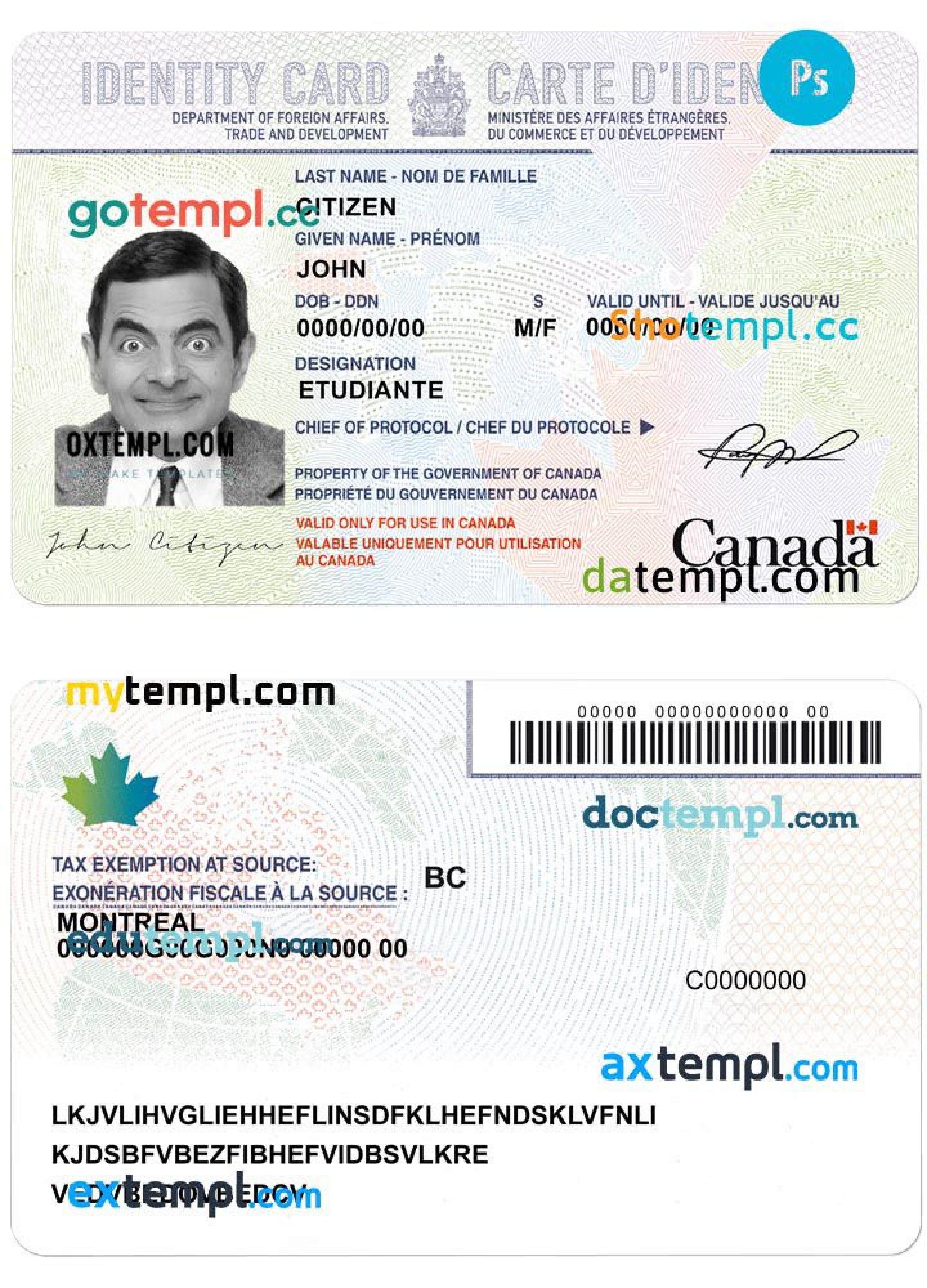 Sample Canada Identity Card Template In PSD Format Fully Editable sample-canada-identity-card-template-in-psd-format-fully-editable