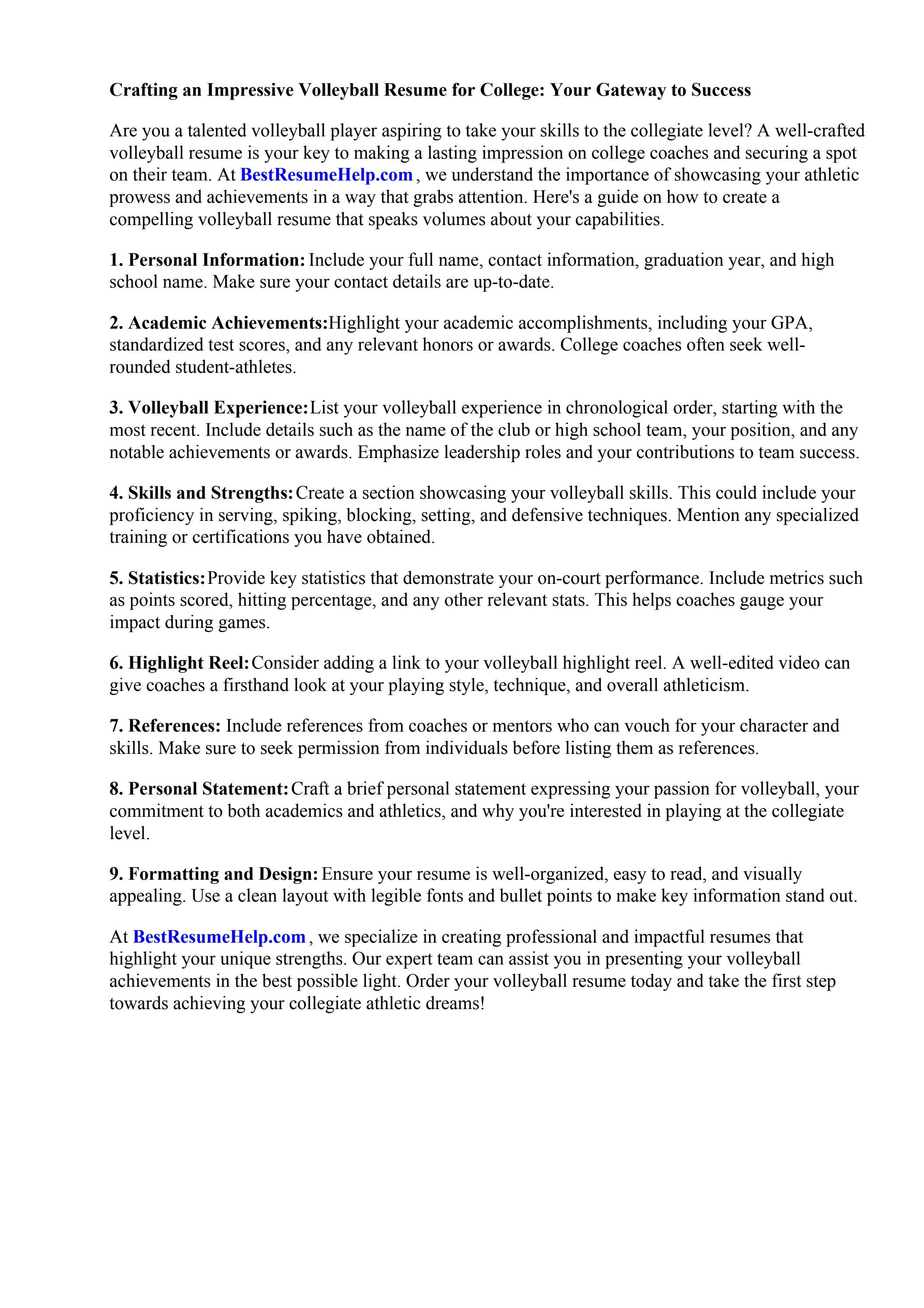 Volleyball Resume For College by How To Write A 500 Word Essay About