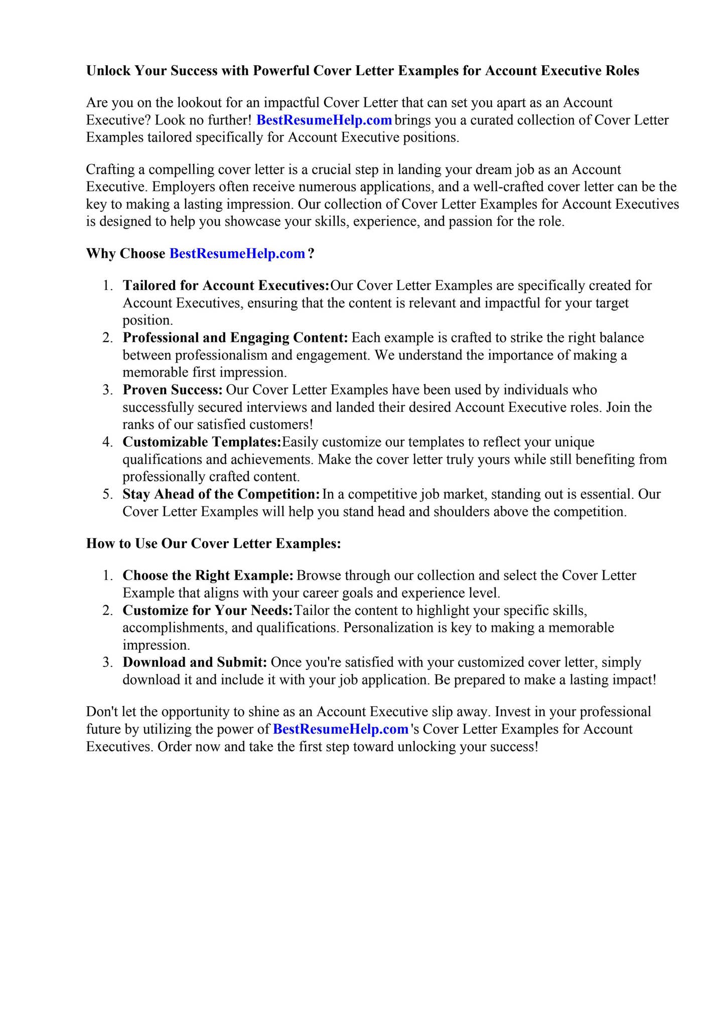 Cover Letter Examples For Account Executive by Write College Papers - Issuu