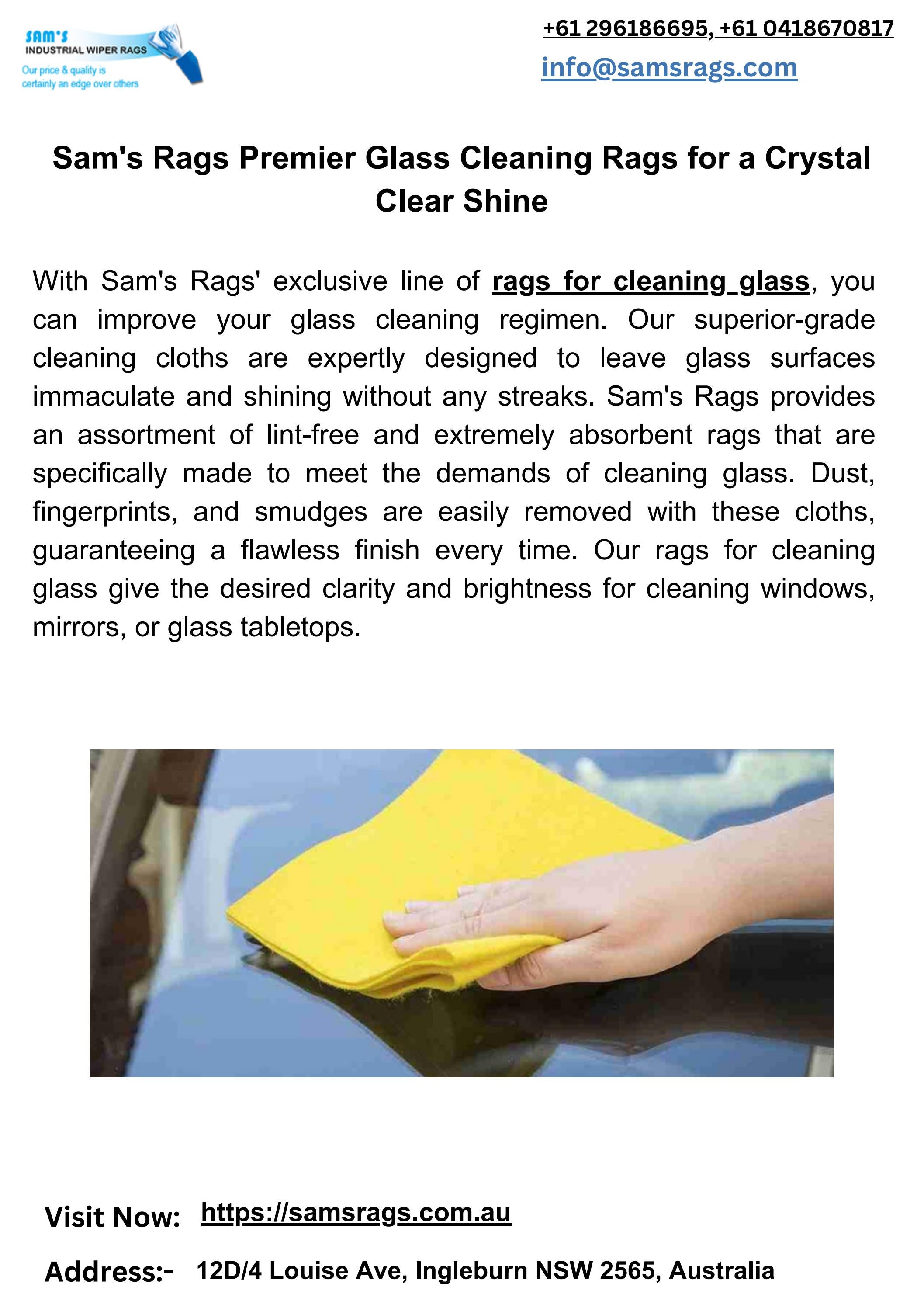 Sam's Rags Premier Glass Cleaning Rags for a Crystal Clear Shine by