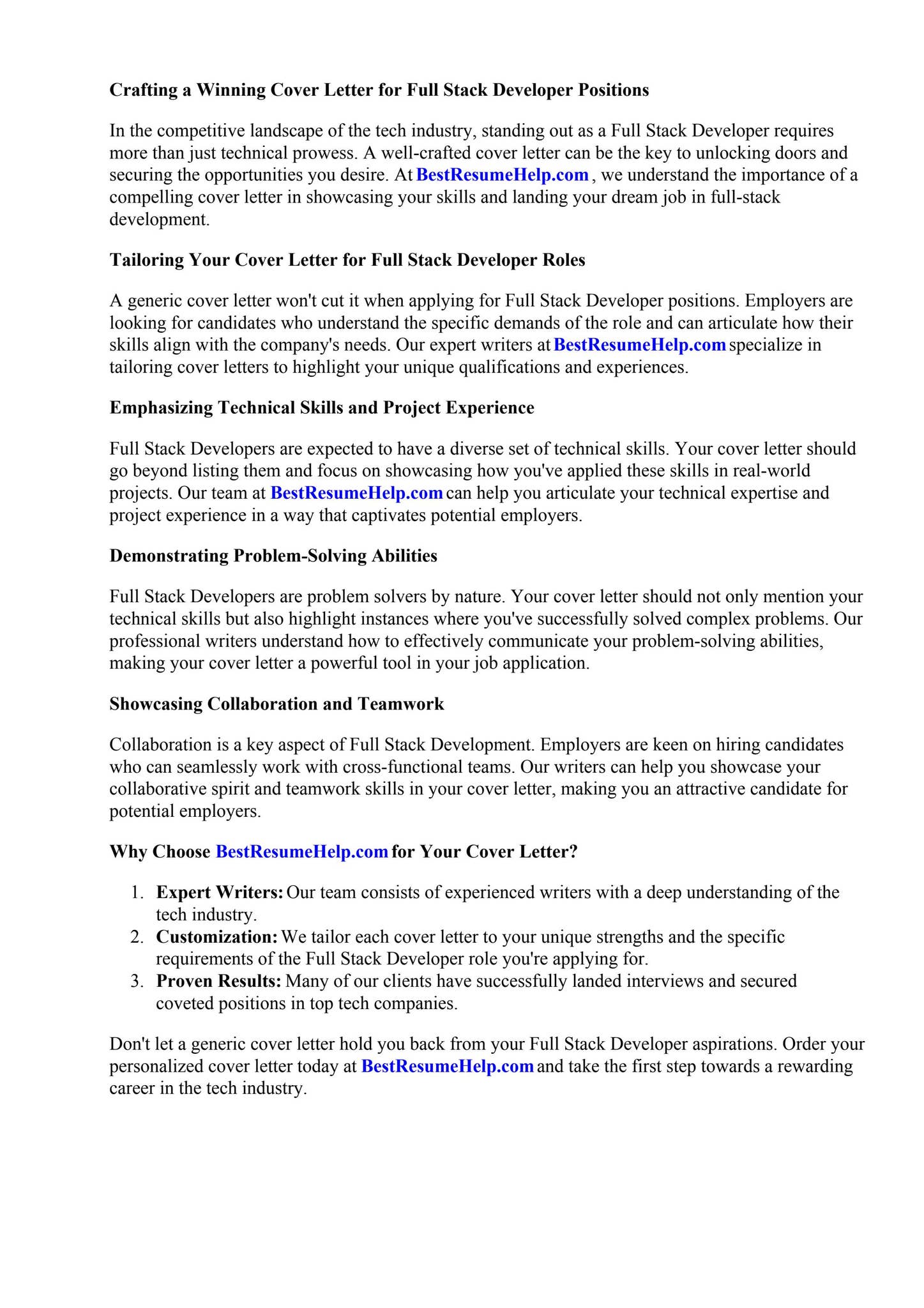 Cover Letter Full Stack Developer by Heidi Cook - Issuu