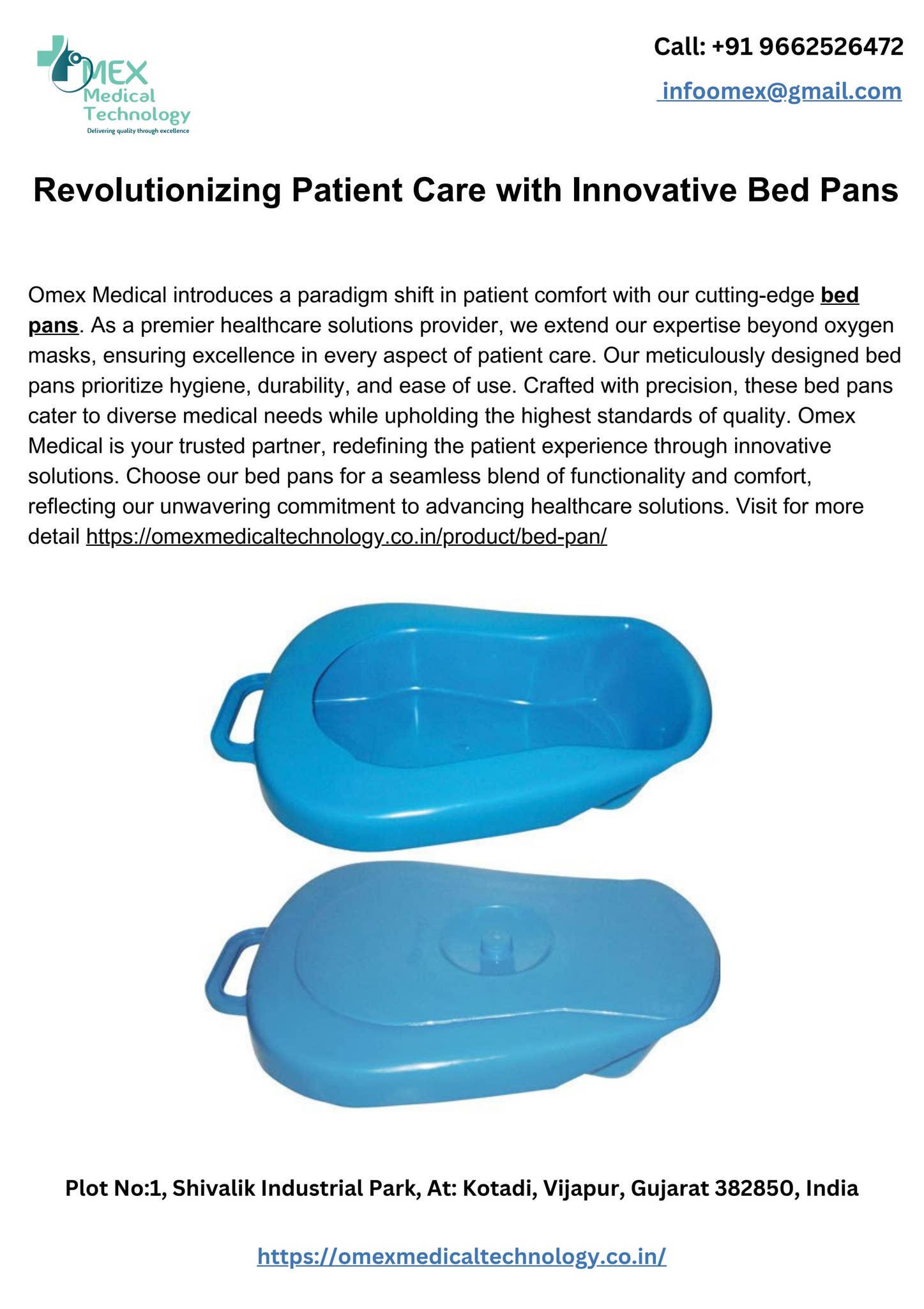 Revolutionizing Patient Care with Innovative Bed Pans by omexmedical ...
